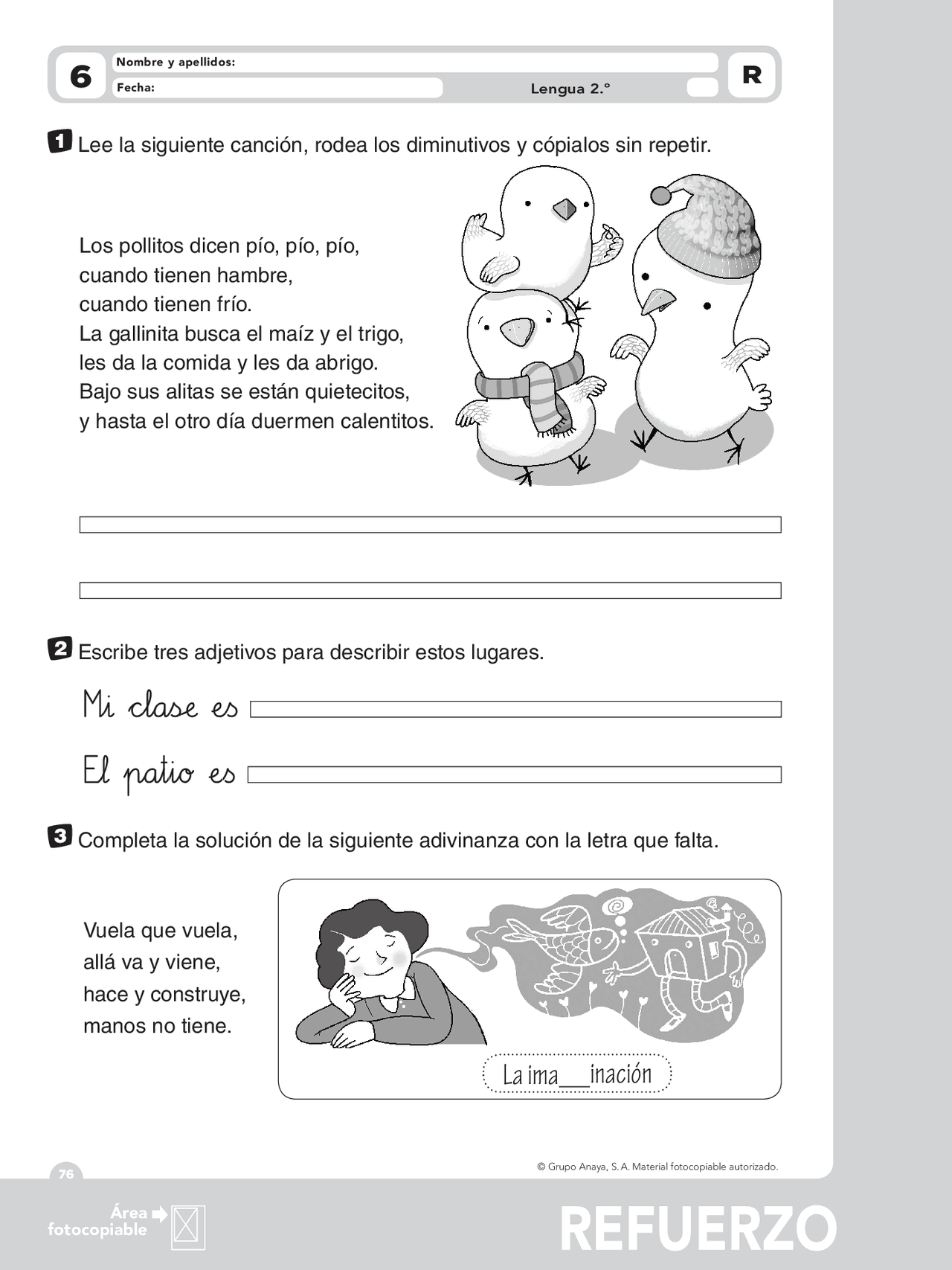 Material fichas pdf repaso y refuerzo de lengua nivel primaria - Docsity