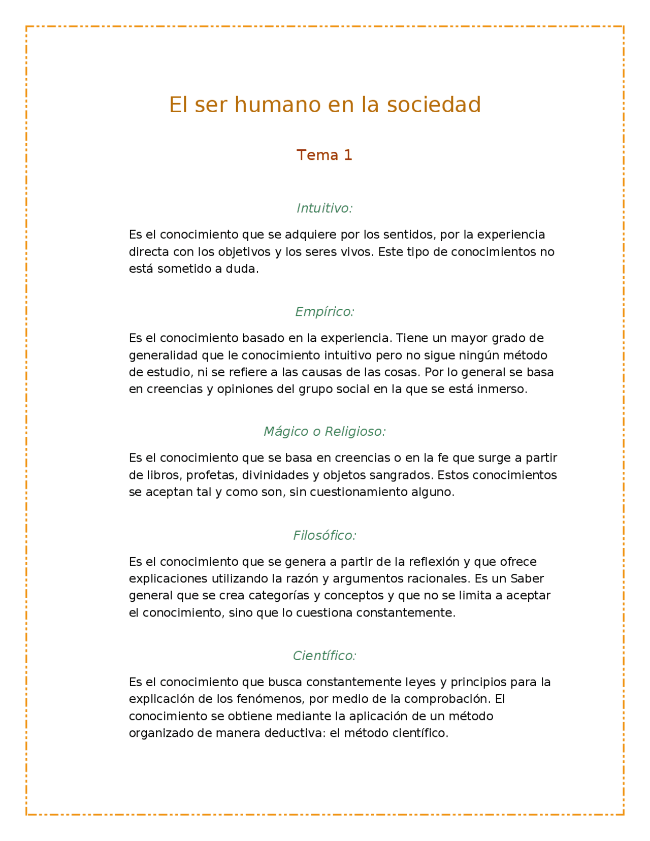 Apuntes de el ser humano en sociedad - Docsity
