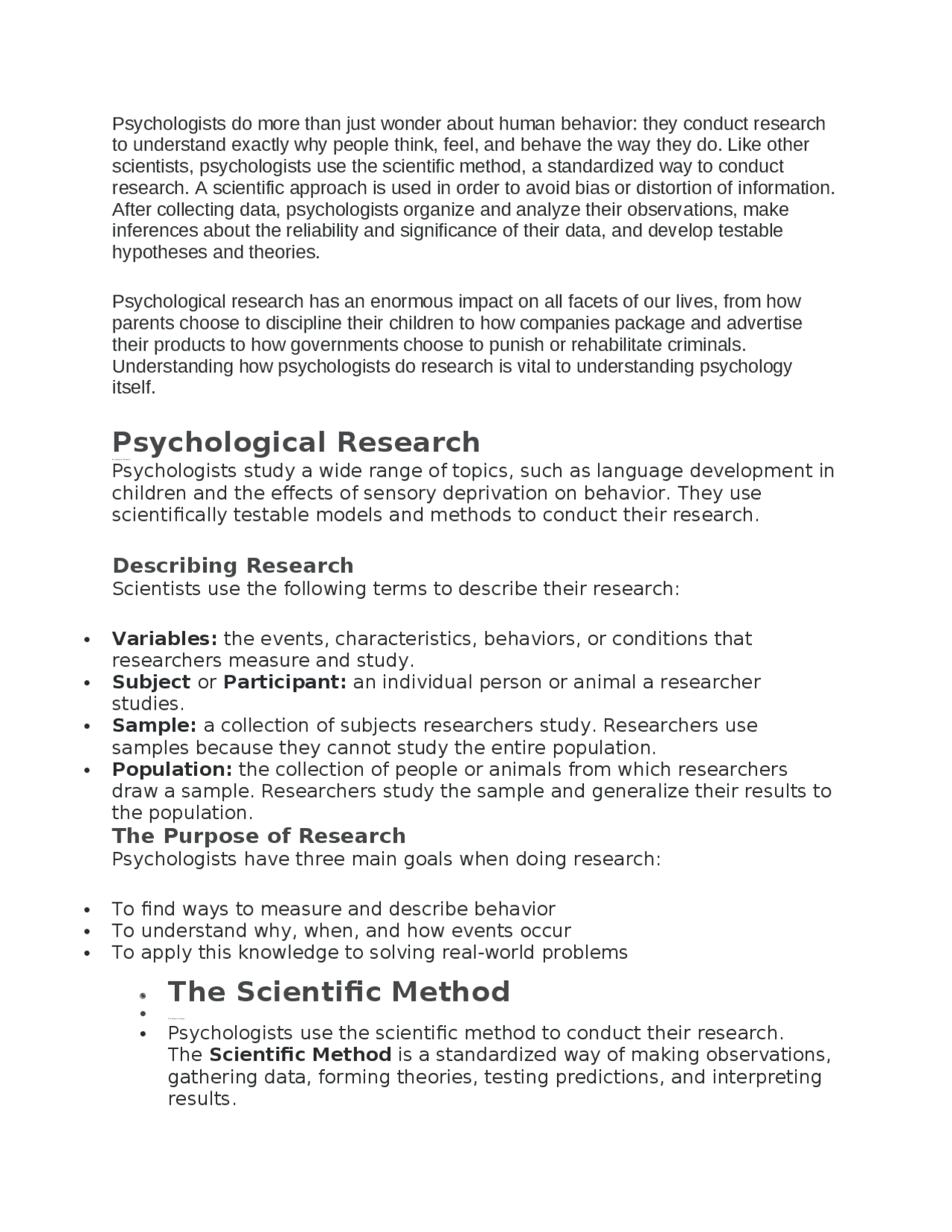 Research methods in psychology - Docsity