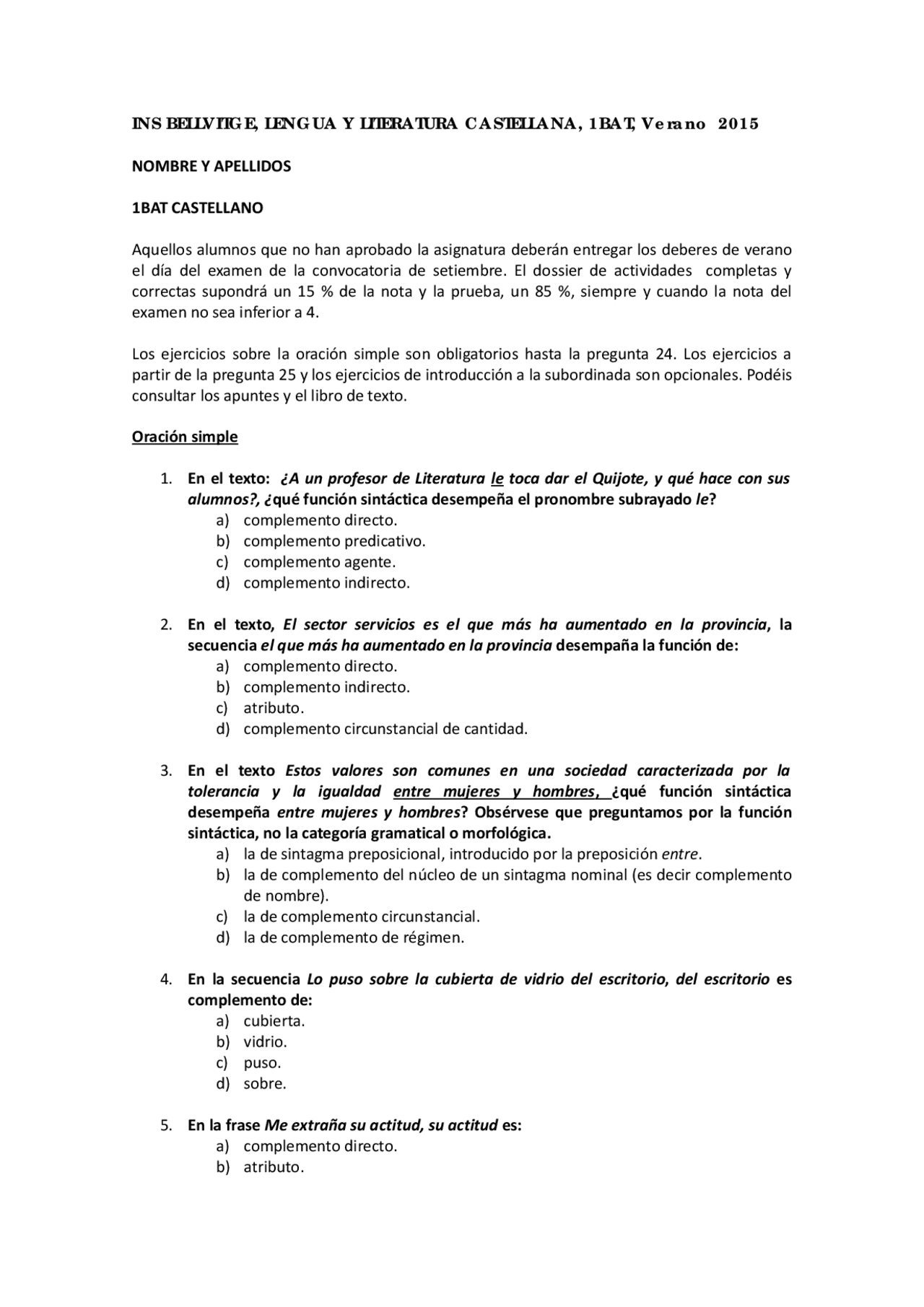 ABC, test con opcion multiple | Esquemas y mapas conceptuales de Lengua ...