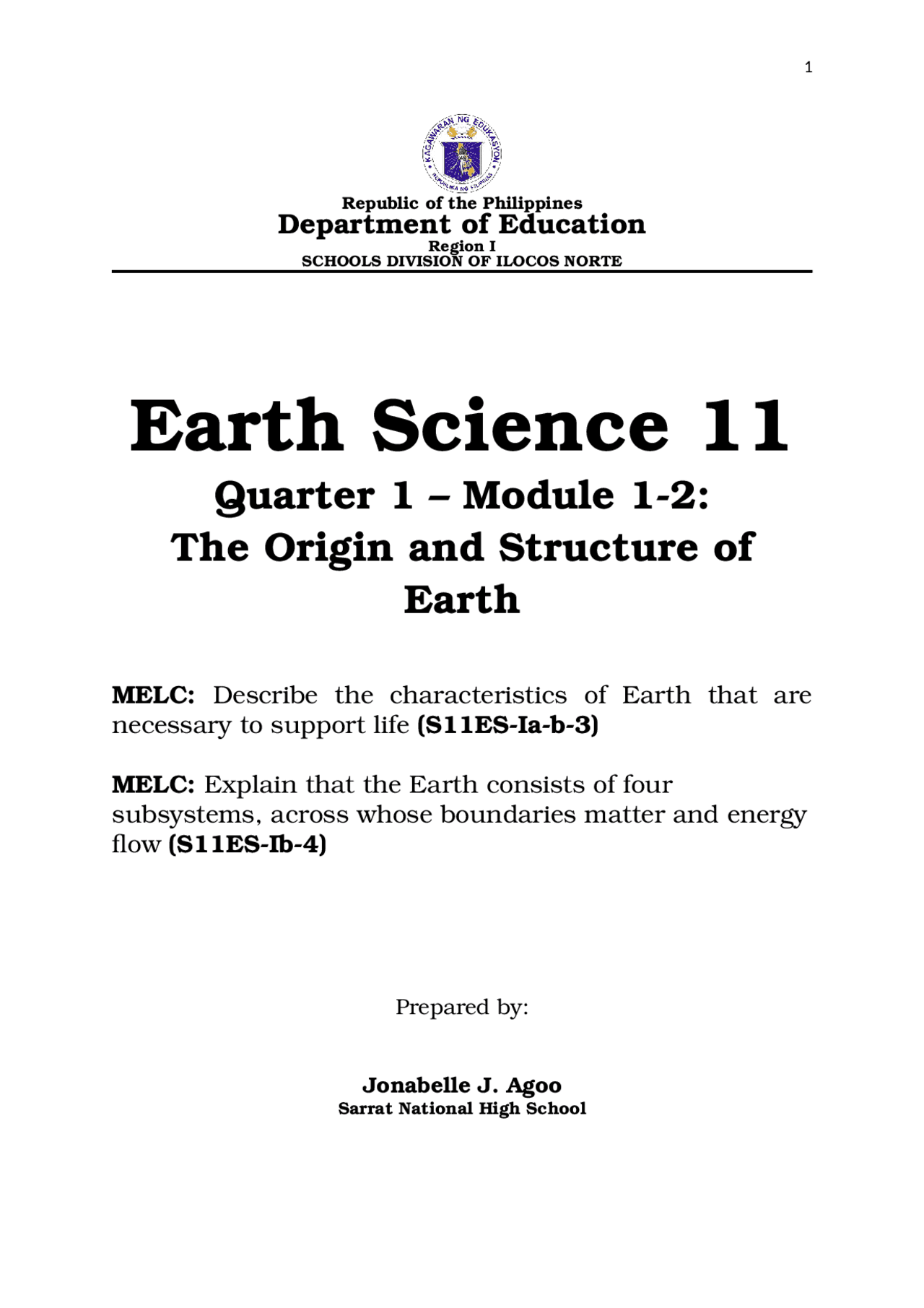 Earth science module 1 and 2 - Docsity