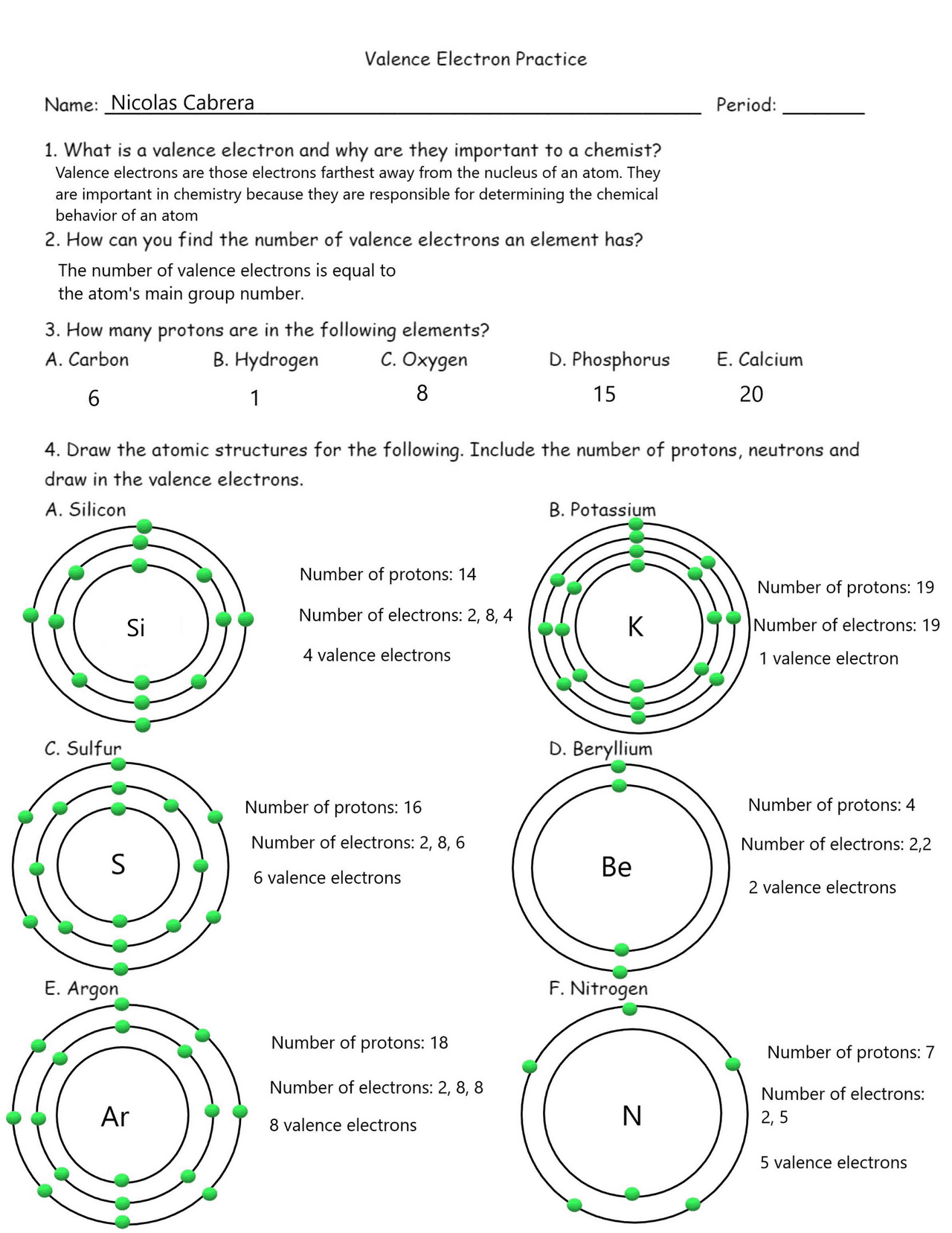 Valence electrons practice - Docsity