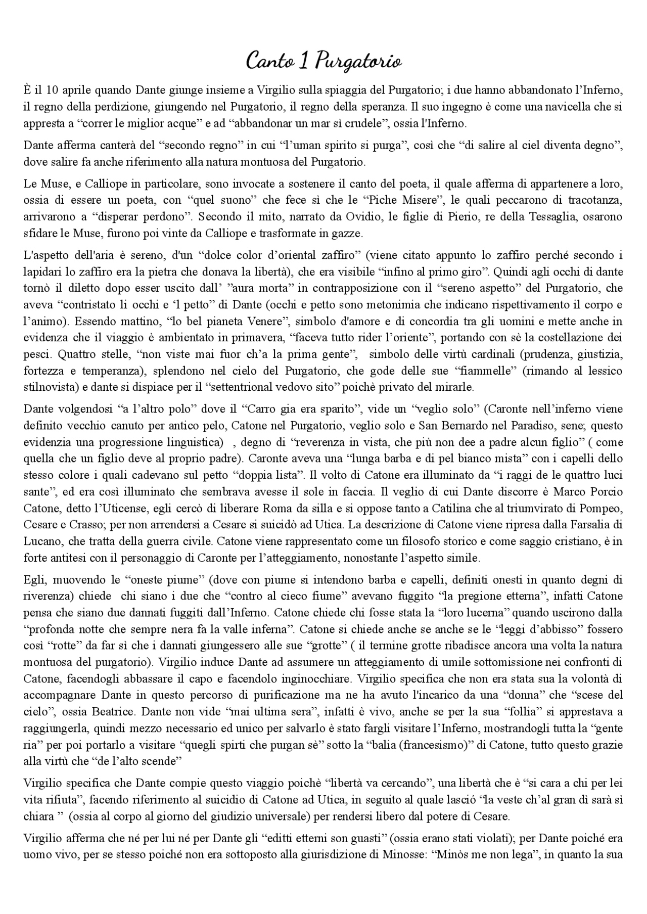 Spiegazione dettagliata del canto 1 del