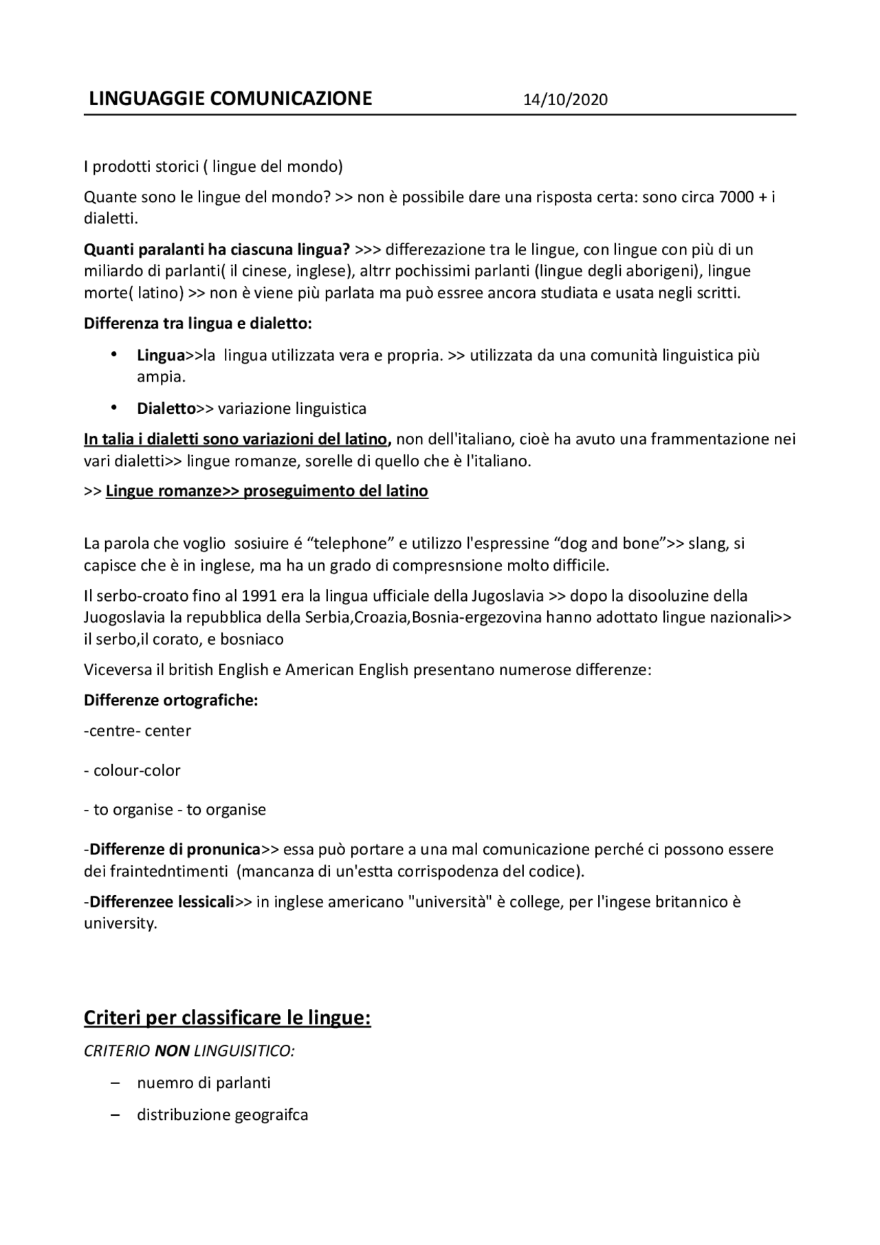 Famiglie Linguistiche Docsity