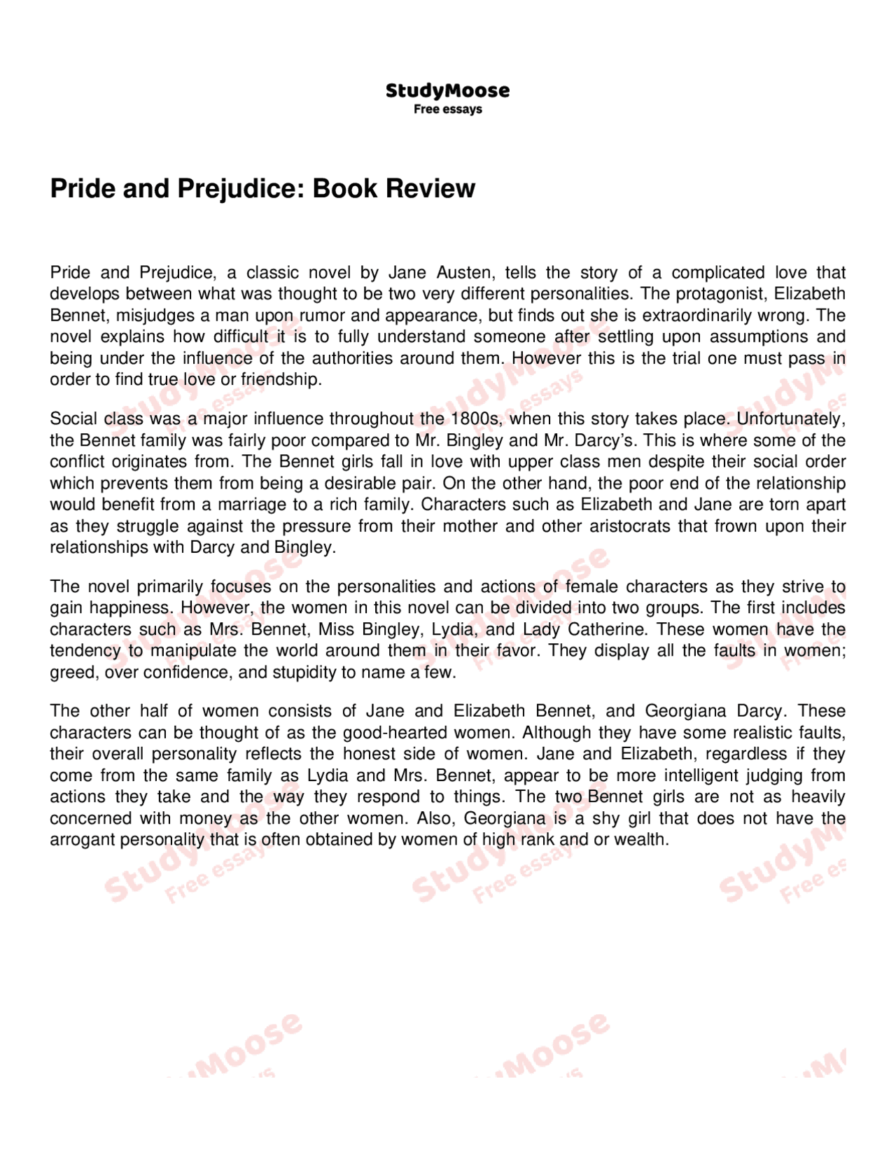 Pride and Prejudice review Docsity
