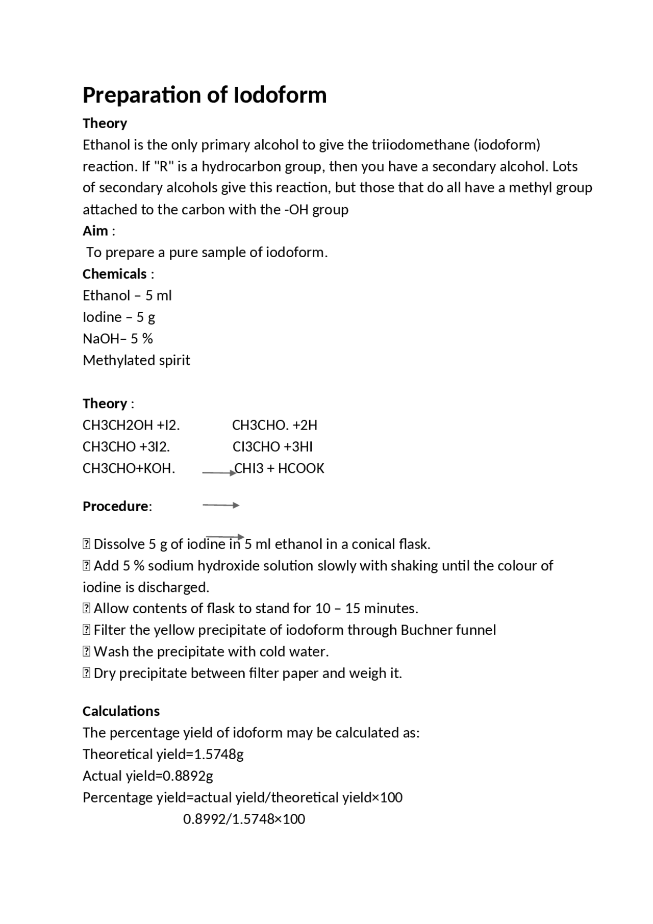 Iod Form Basic Iodoform preparation and its uses - Docsity