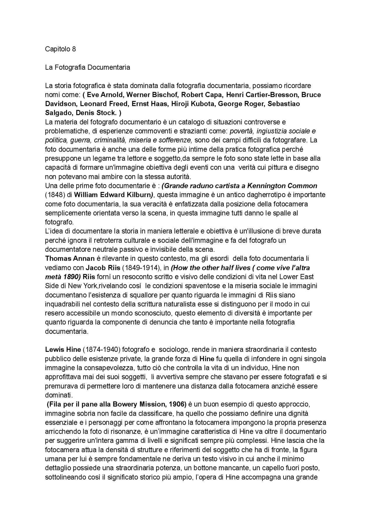 8 La Fotografia Documentaria Docsity