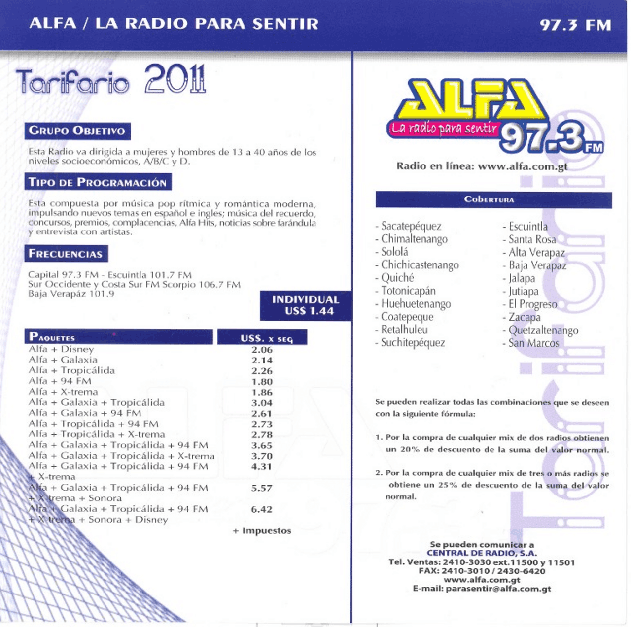 Tarifarios de radios Docsity