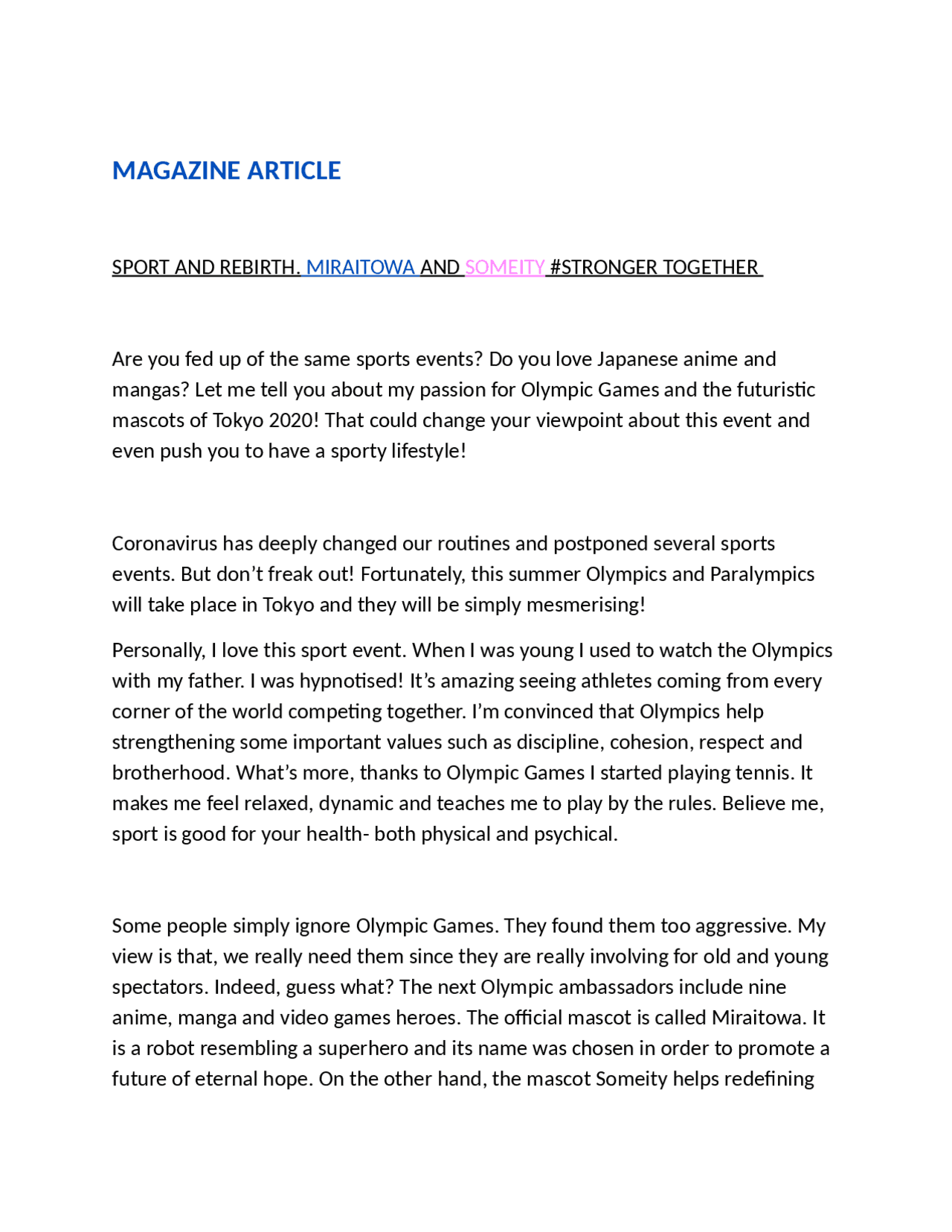 Magazine article english - Docsity