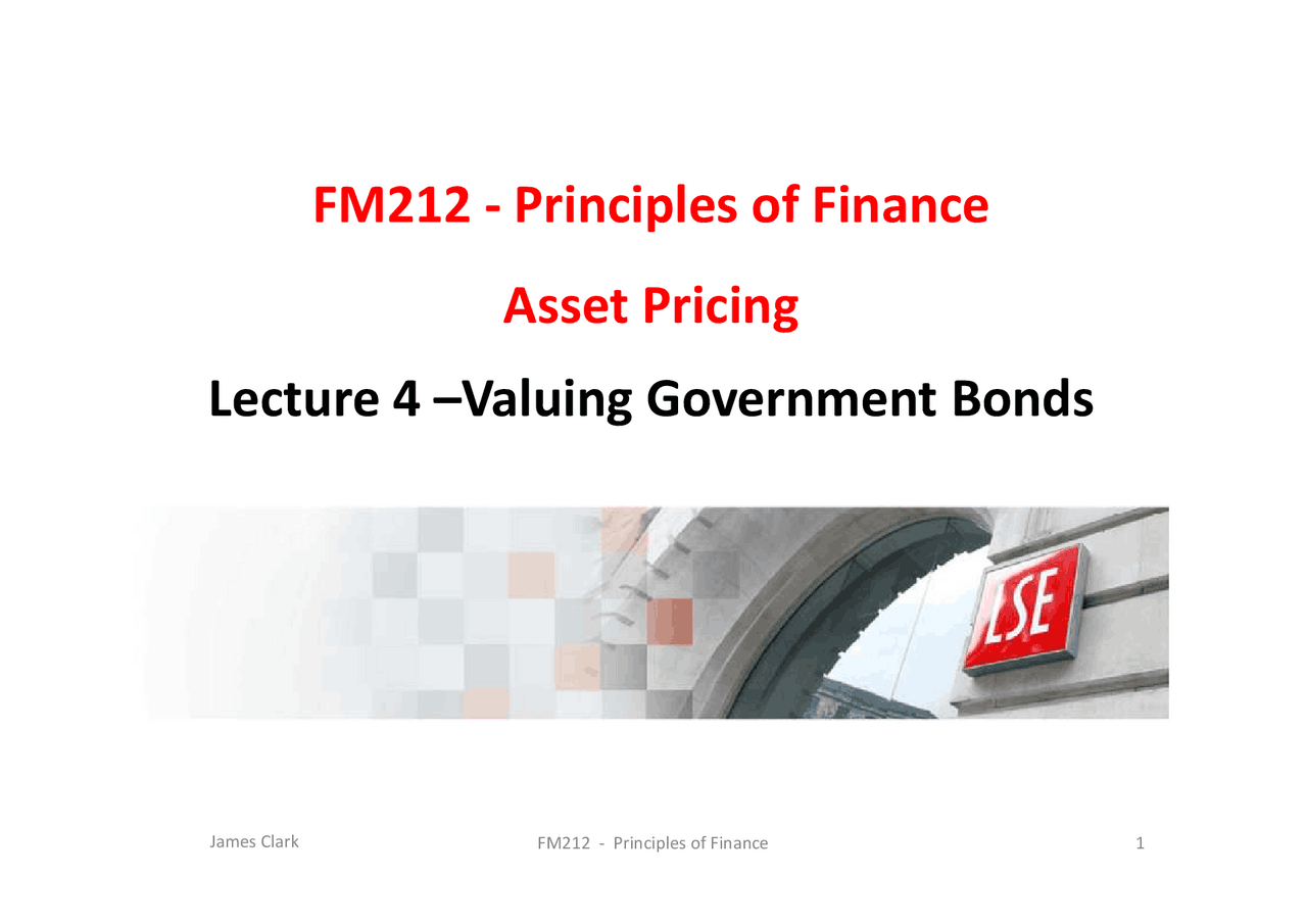 Valuing gov bonds lecture notes - Docsity