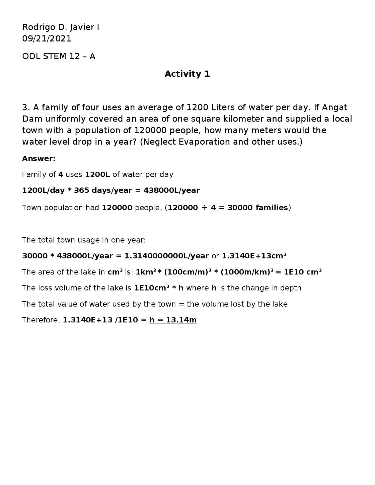 Activity 1 - General Physics - Docsity