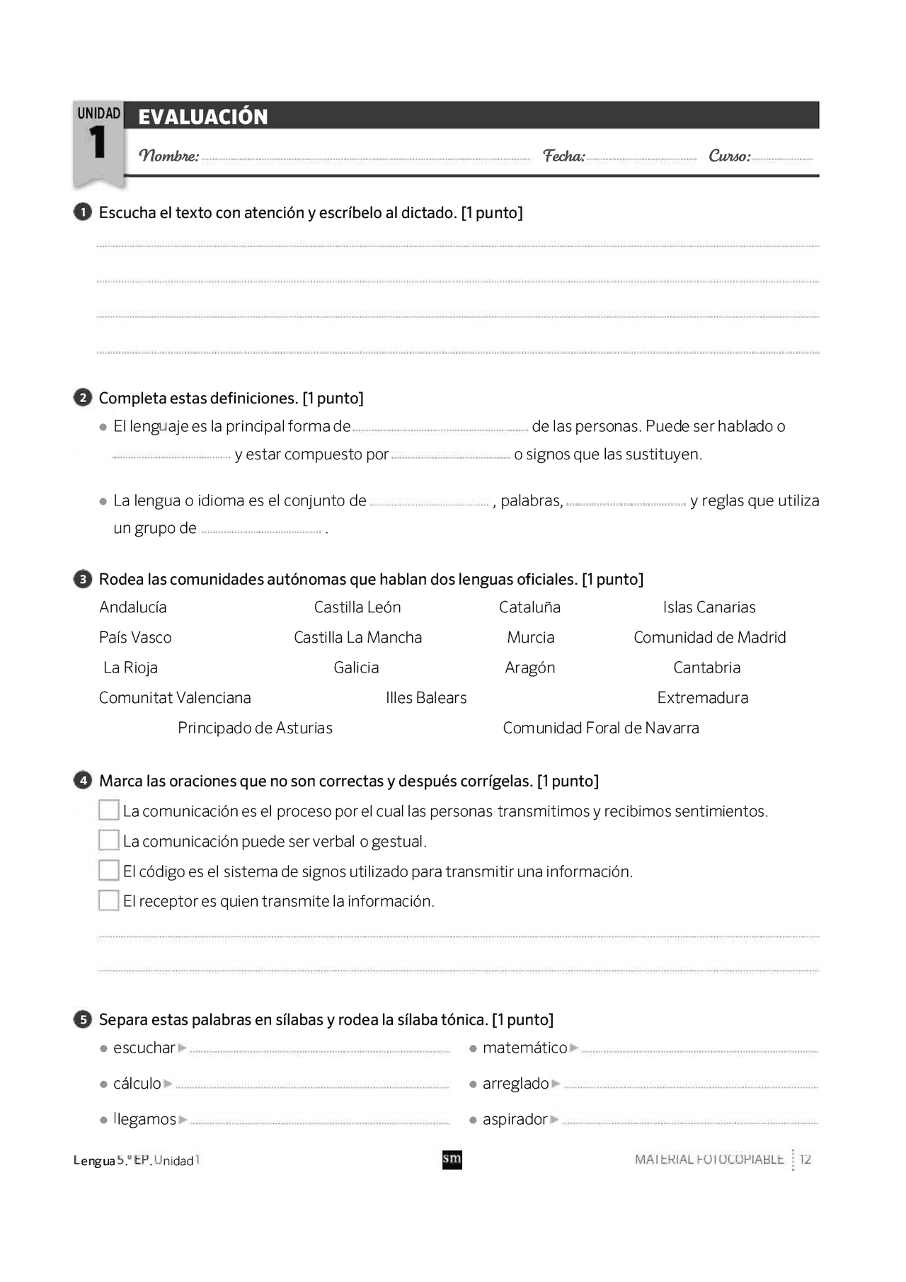 Ejercicios de refuerzo y estudio para lengua y sociales 5 primaria ...
