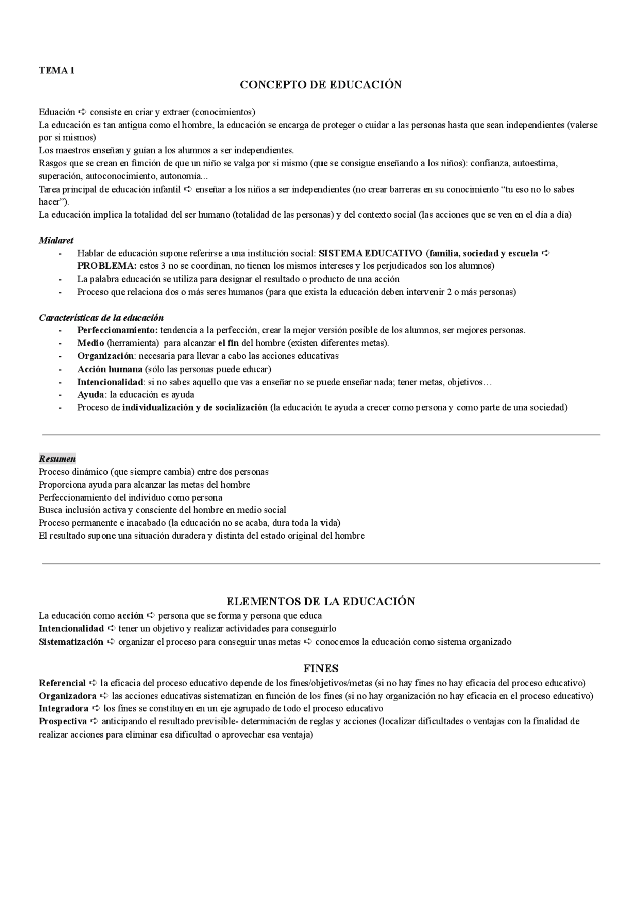 Resumen Tema 1 Fundamentos historia Educación - Docsity