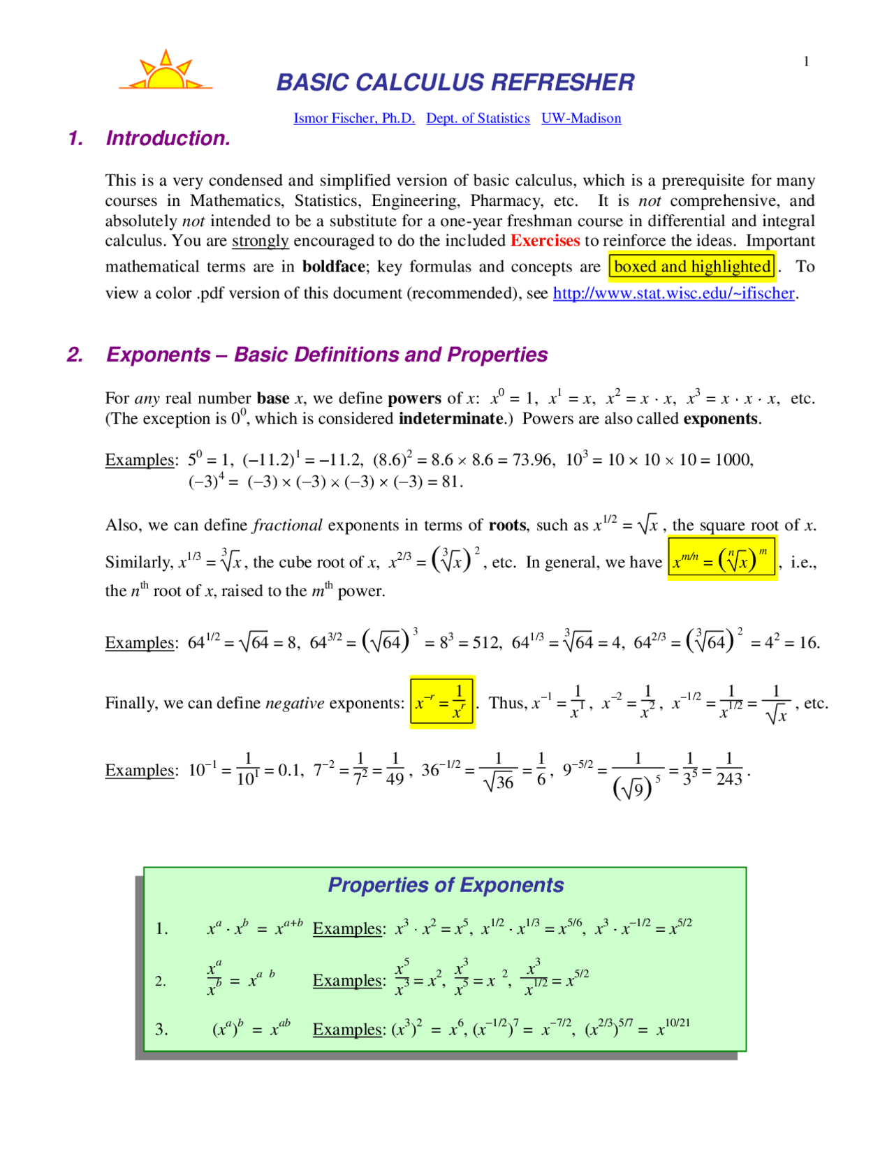 Engineering Calculus Lesson Calculus 1(engineering courses) - Docsity