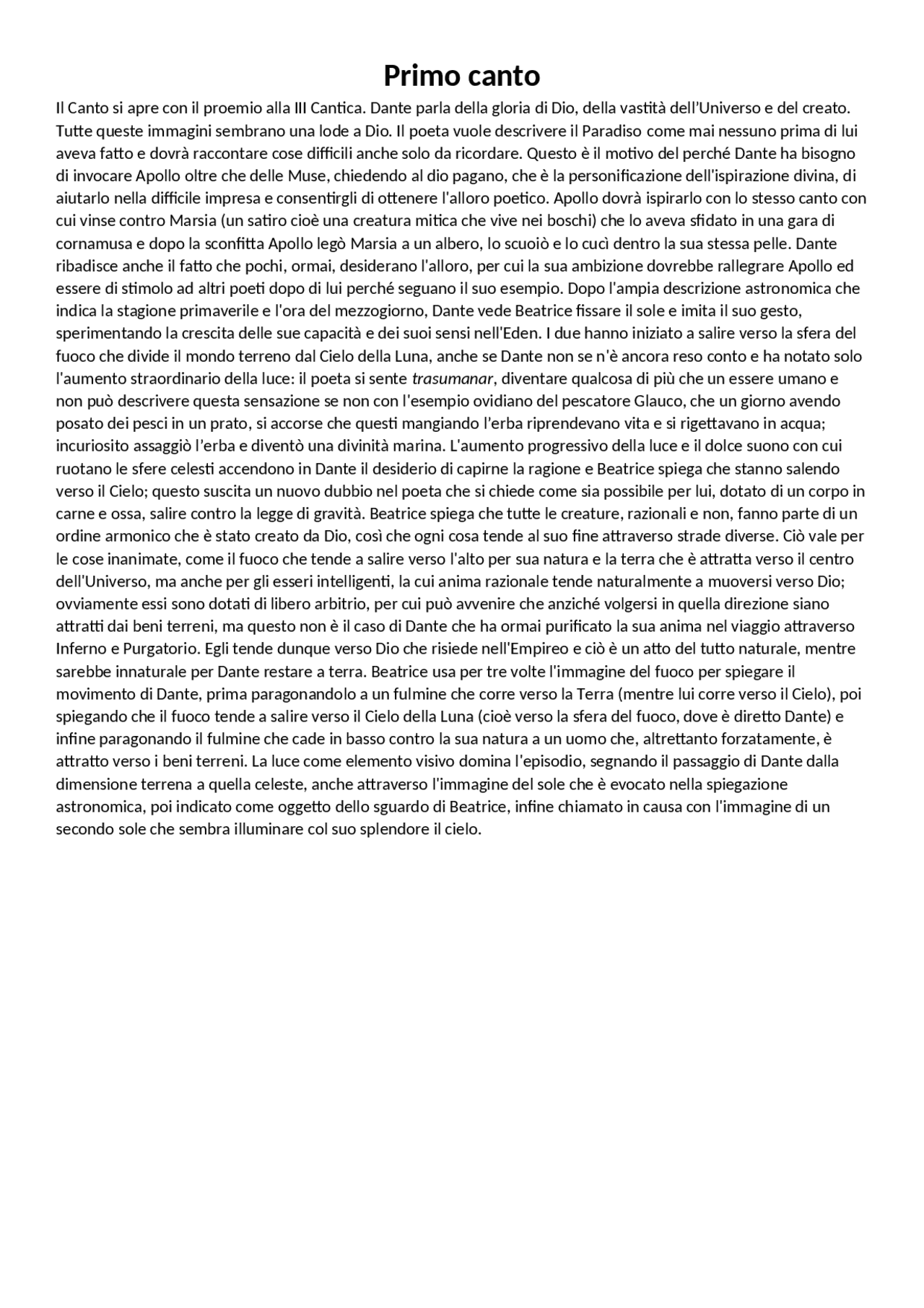 Riassunto canto 1 paradiso libro letteratura