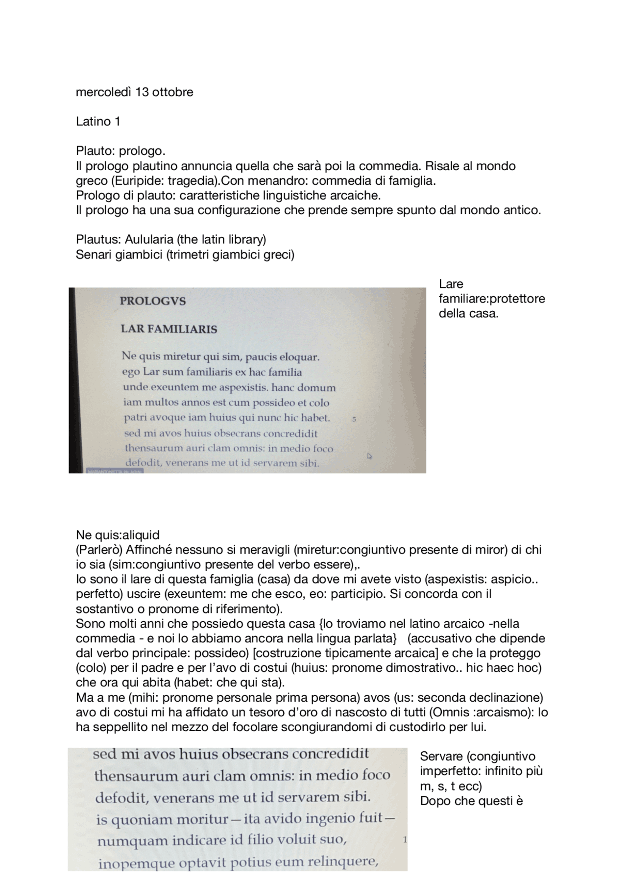 Traduzione e analisi: Prologo di Plauto | Appunti di Letteratura latina ...