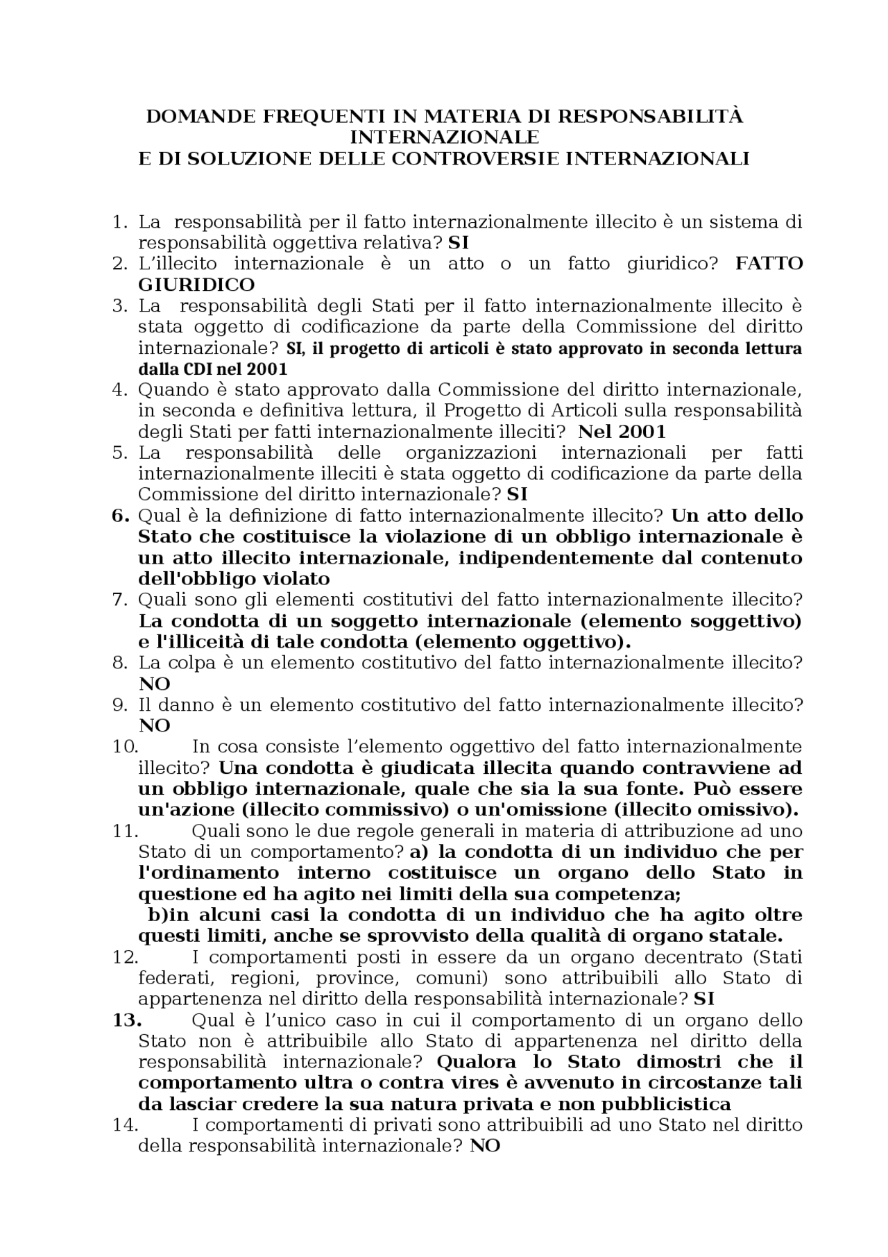 DOMANDE E RISPOSTE TERZA PARTE ESONERO - Docsity