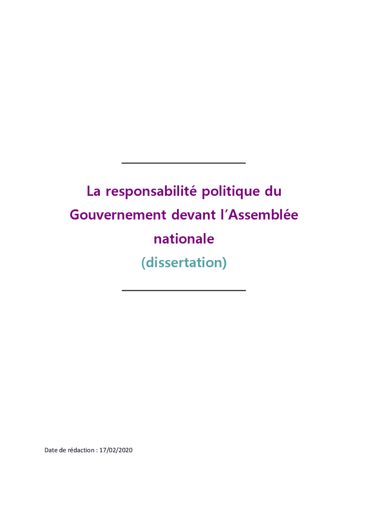 La Responsabilité Politique Du Président De La République Dissertation La responsabilité politique du Gouvernement devant l'Assemblée nationale |  Guide, Projets, Recherche Droit | Docsity