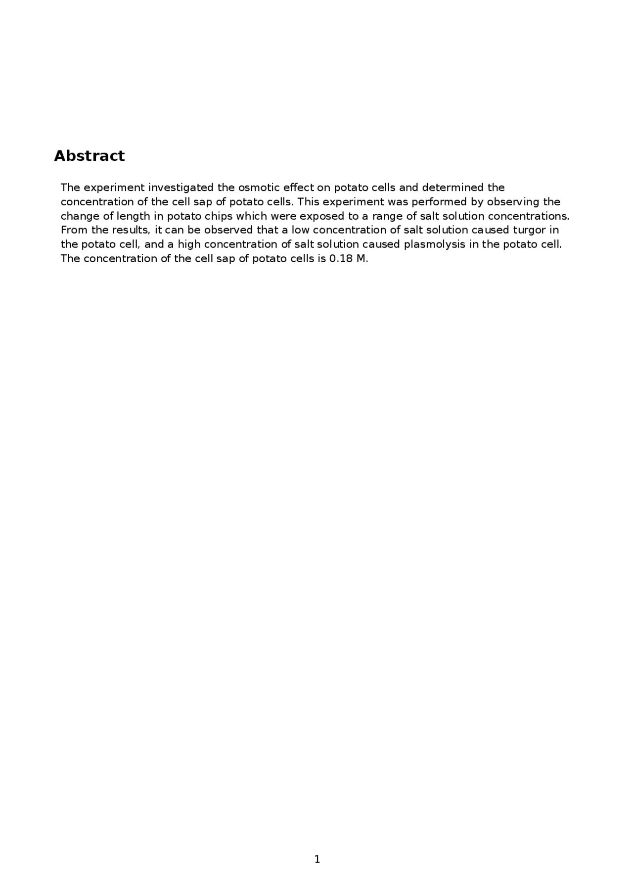 Practical Laboratory Report on Osmosis example document files Lab