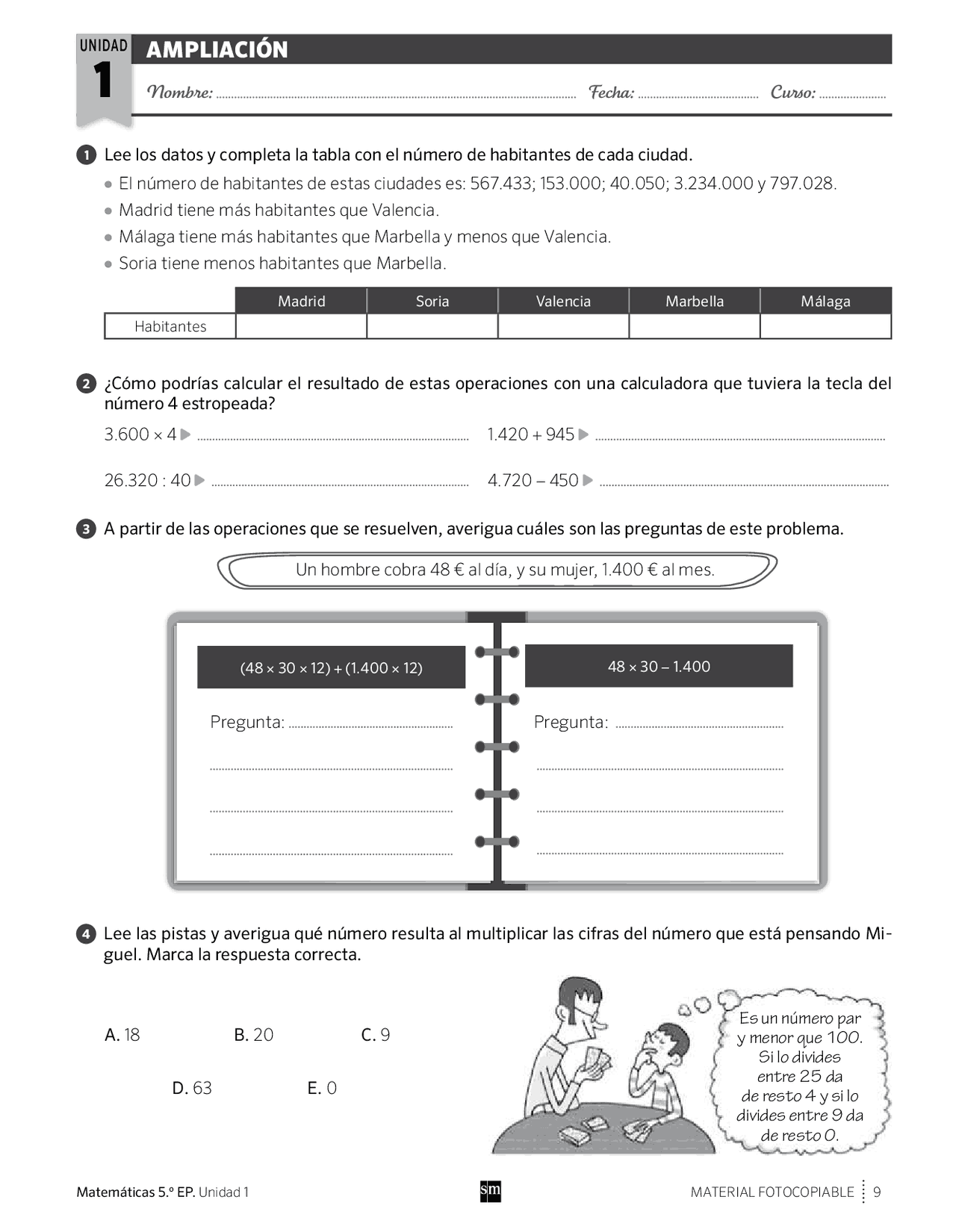 AMPLIACION 5º MATEMATICAS SM UNIDAD 1 - Docsity