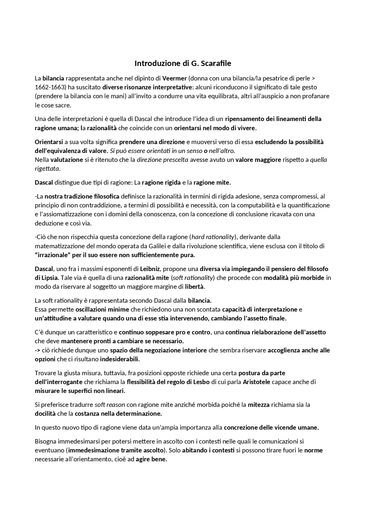 Marcelo Dascal La bilancia della ragione riassunto sostitutivo - Docsity