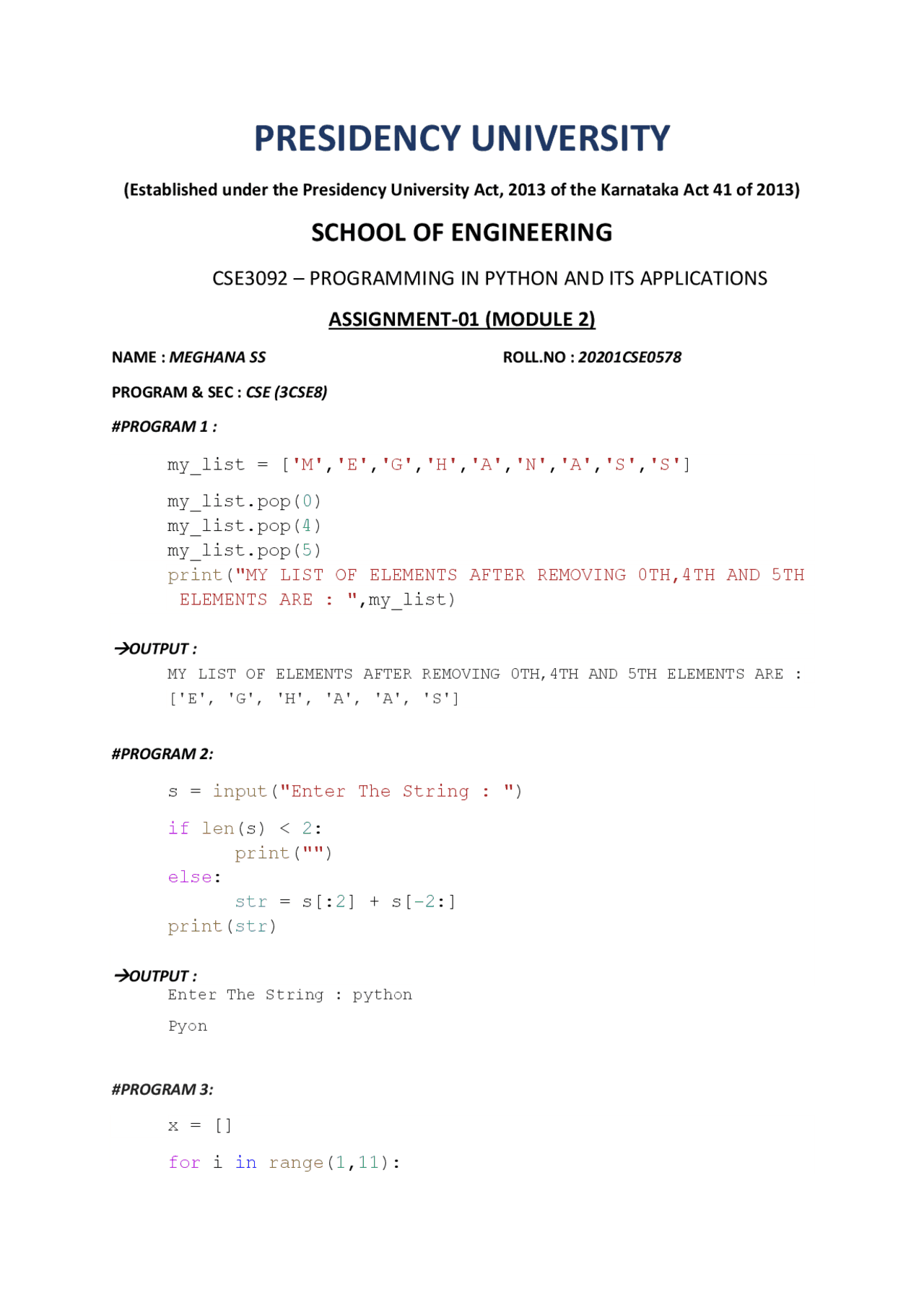 Python programs usefull for ur assignments - Docsity