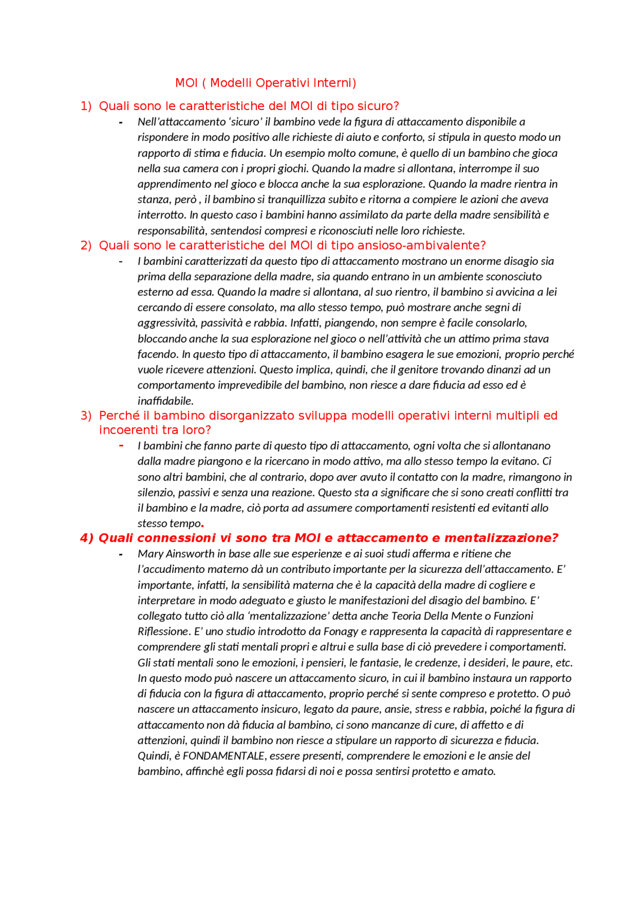 MOI ( Modelli Operativi Interni) - Docsity