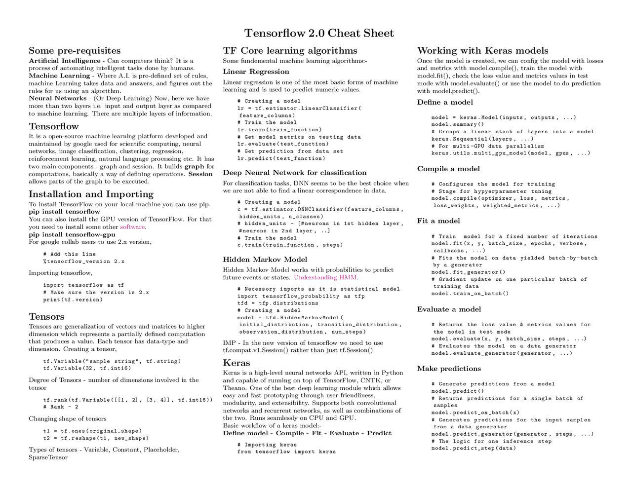 Tensorflow_2_0_cheat_sheet.pdf - Docsity
