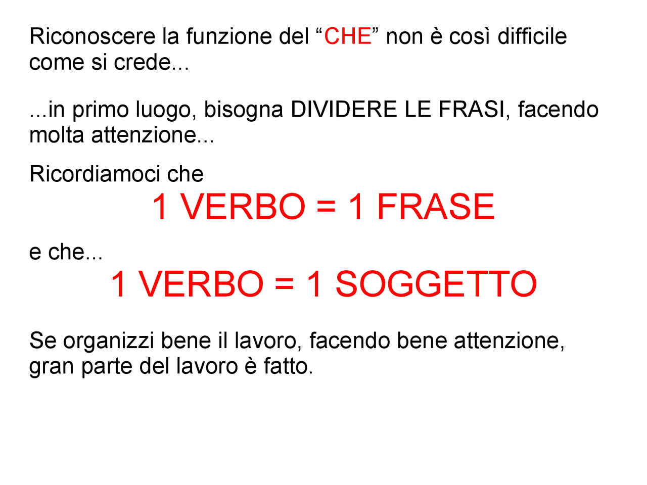 Schema per individuare il valore grammaticale del CHE - Docsity