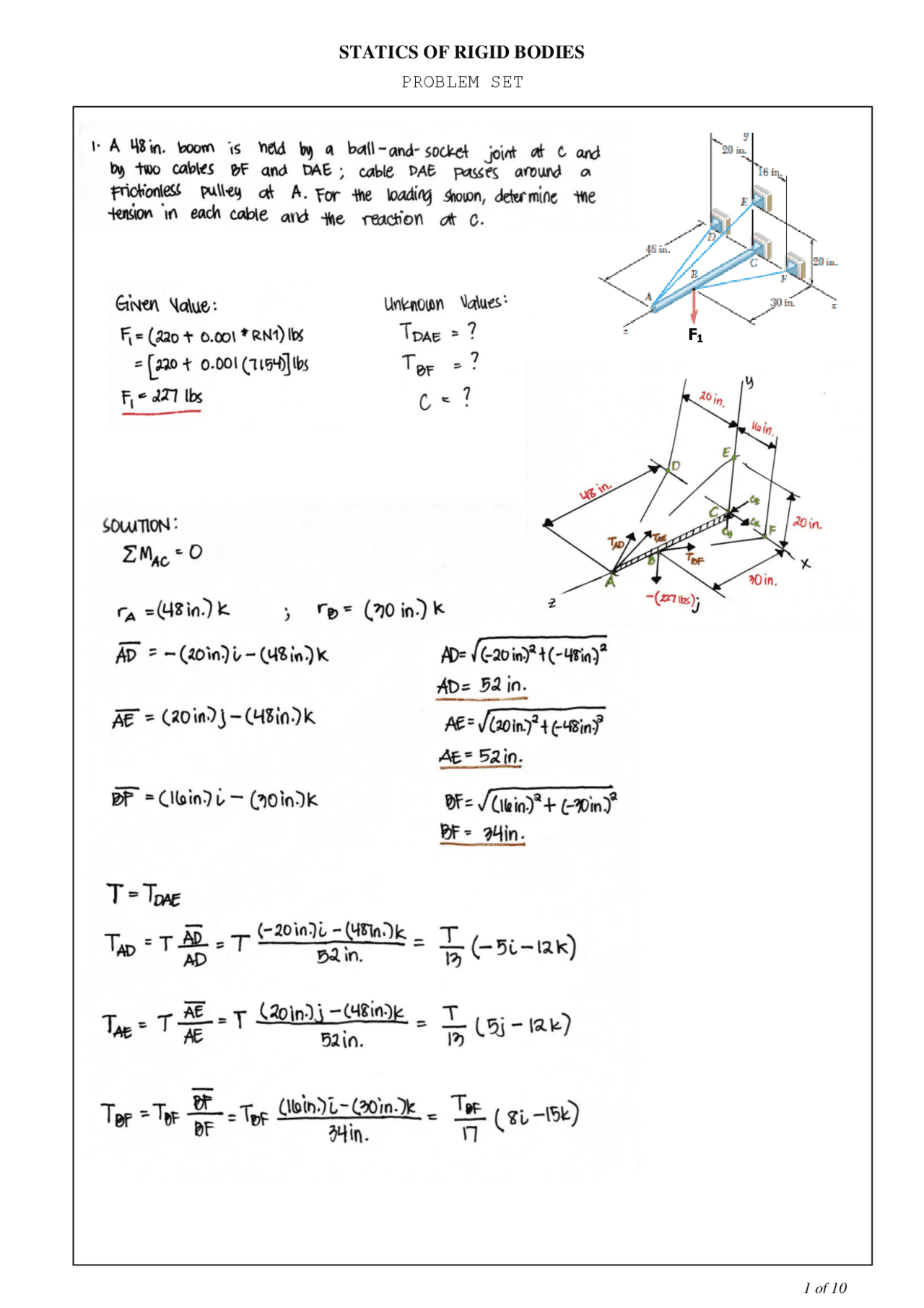 Statics and Rigid Bodies Problem Set - Docsity