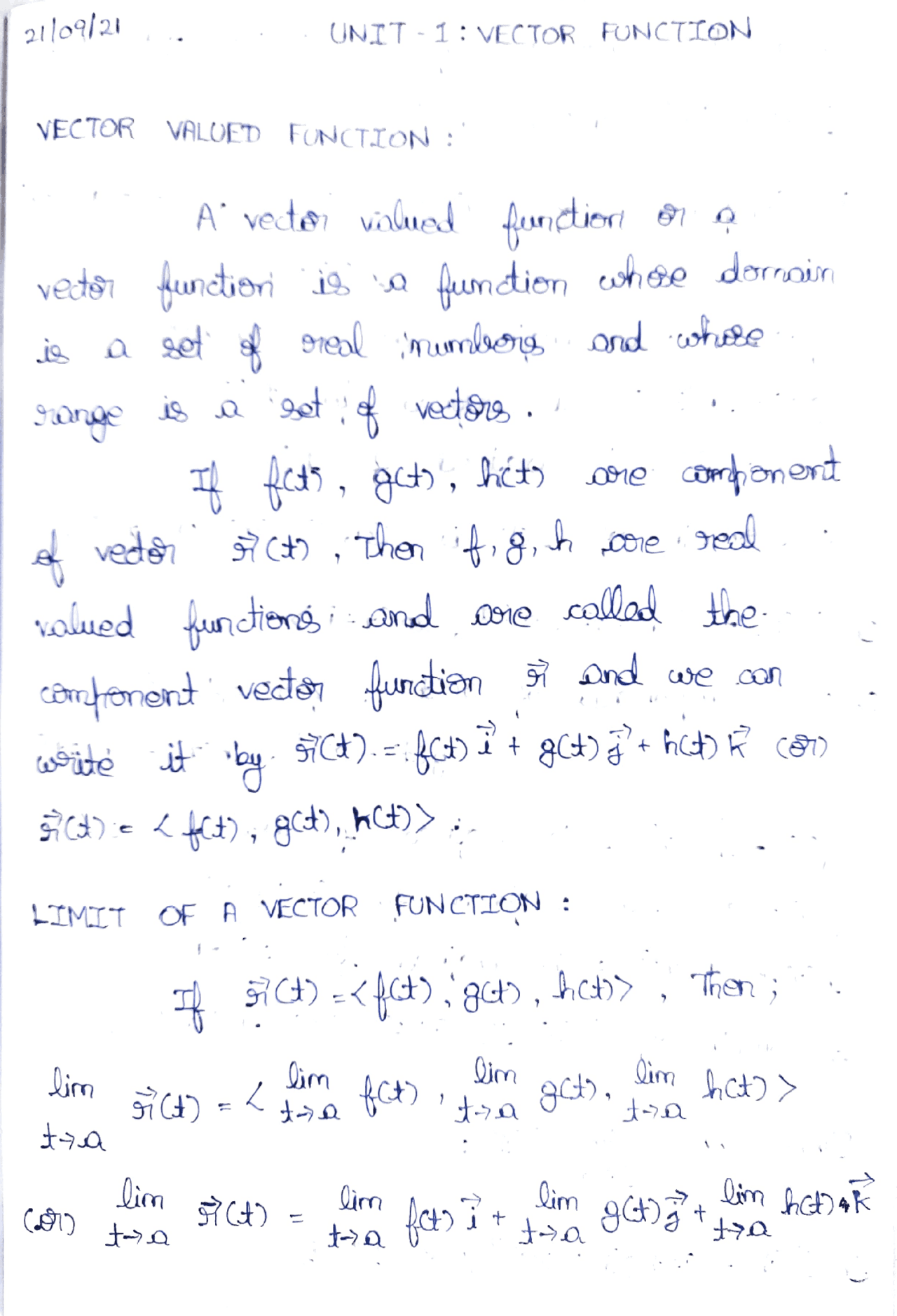 Vector Functions - James Stewart calculus 7th edition | Study notes ...