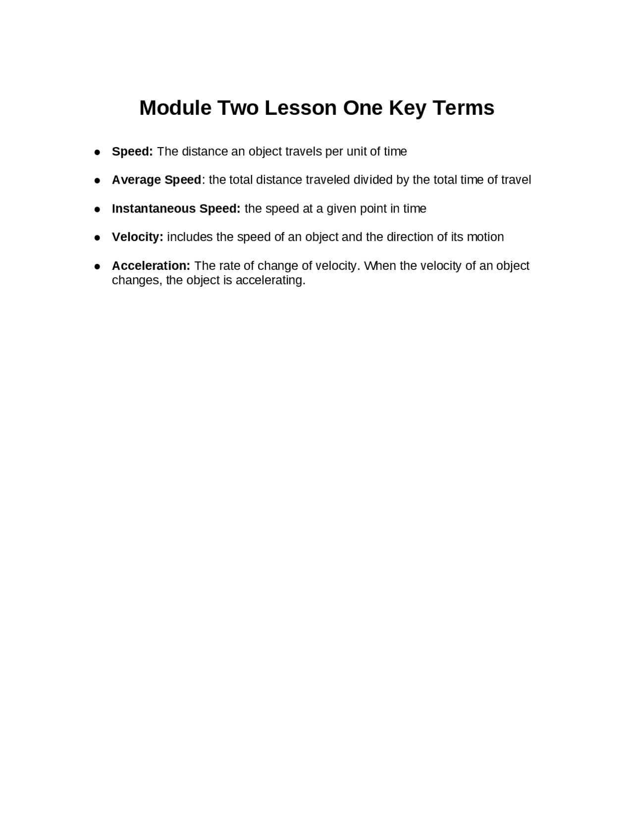 Module Two Lesson Two Key Terms - Docsity