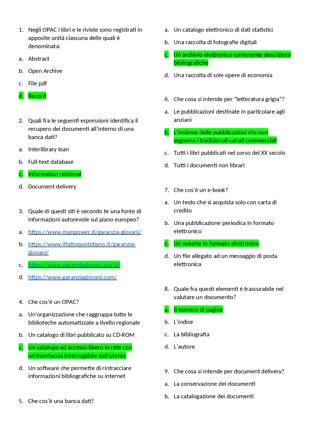 Domande e risposte metodologia - Docsity