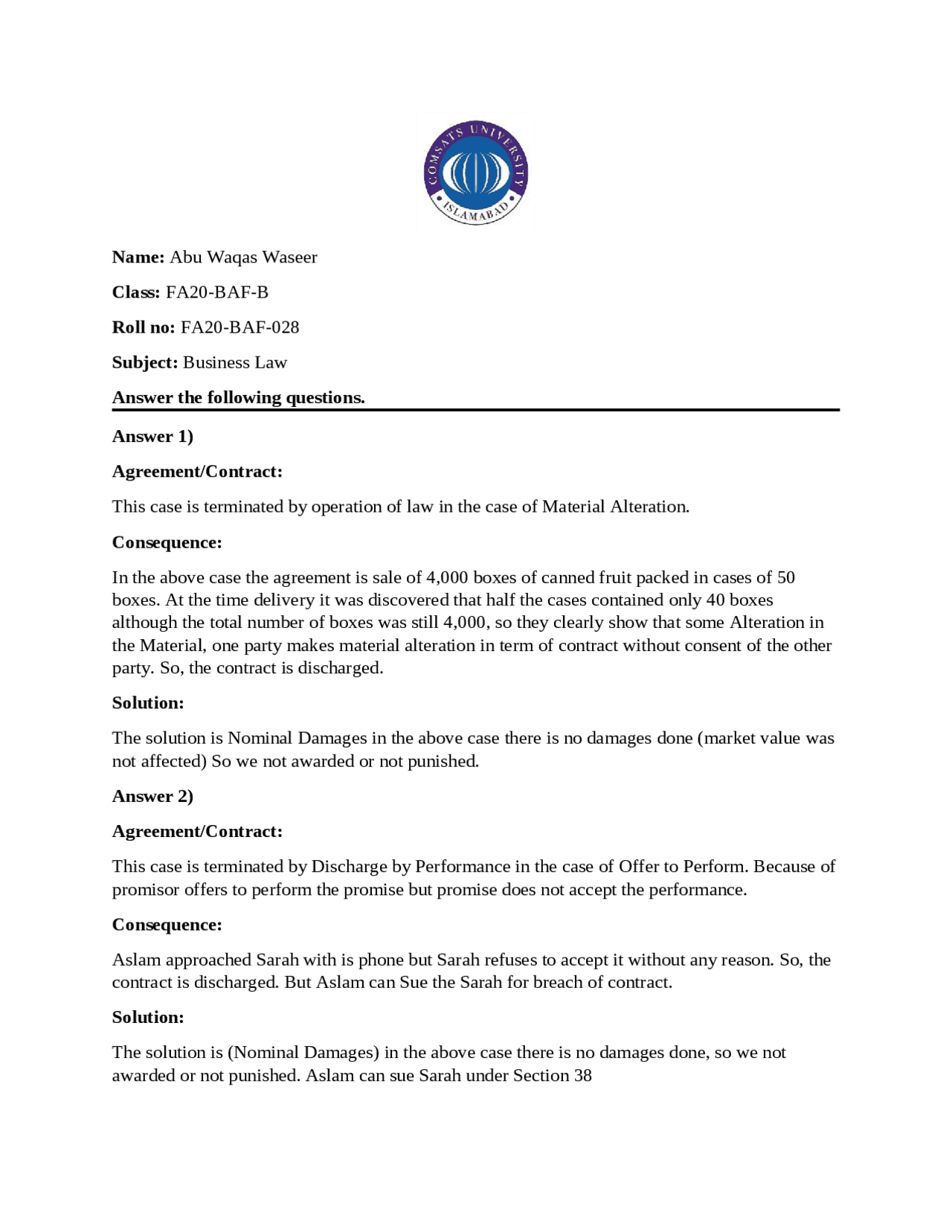 Business Law Chapter 10 Assignment Docsity Business Law Chapter 10 Assignment Docsity