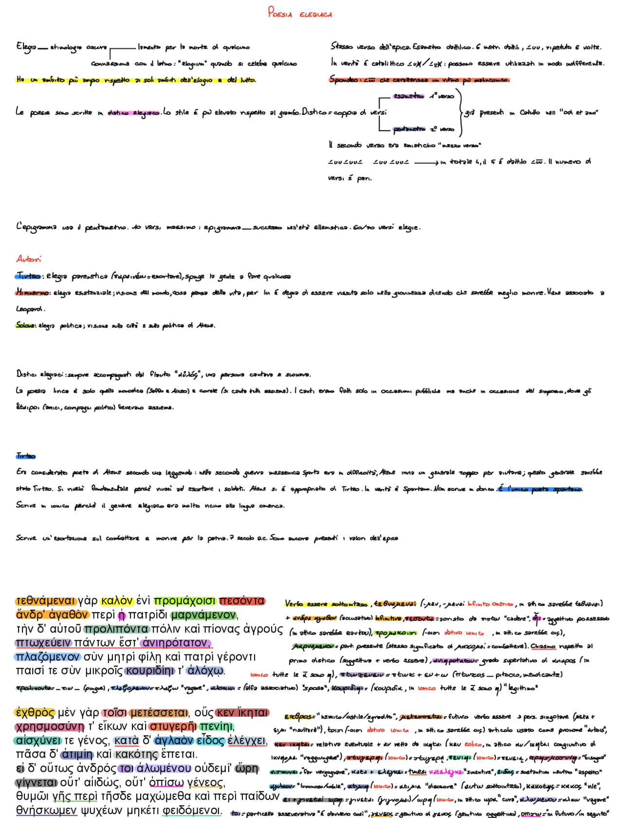 Storia Greca Elegia Docsity