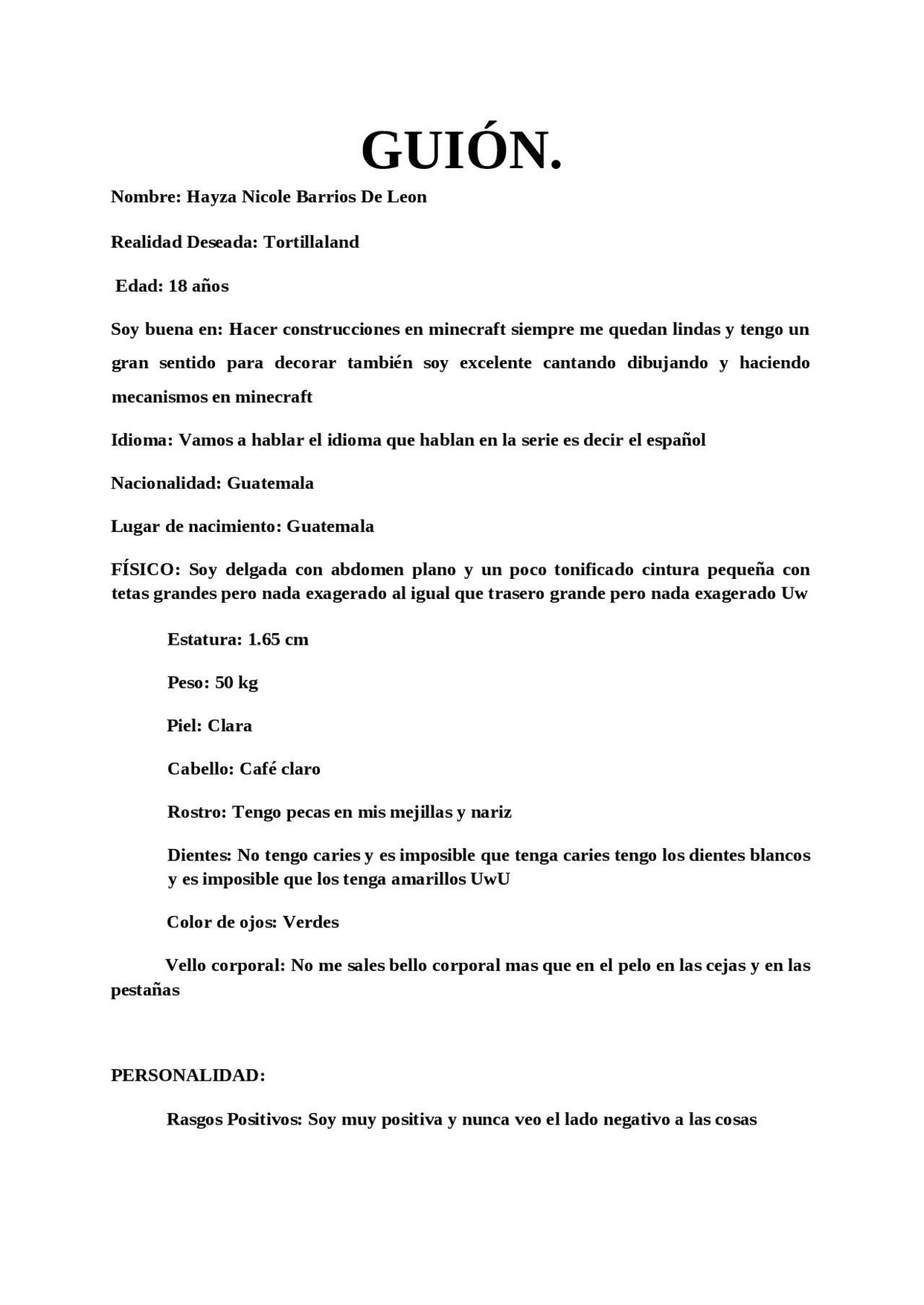 Ejemplo guion RD tortillaland xD - Docsity