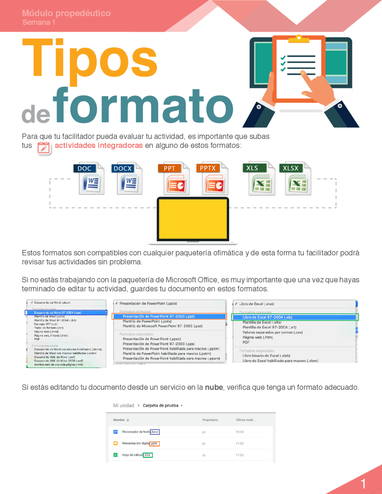 Las diferentes tipos de formatos - Docsity