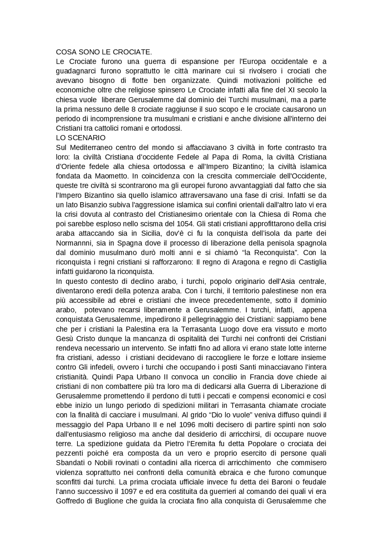 Le crociate personaggi, ruoli, motivazioni e contesto storico. Docsity