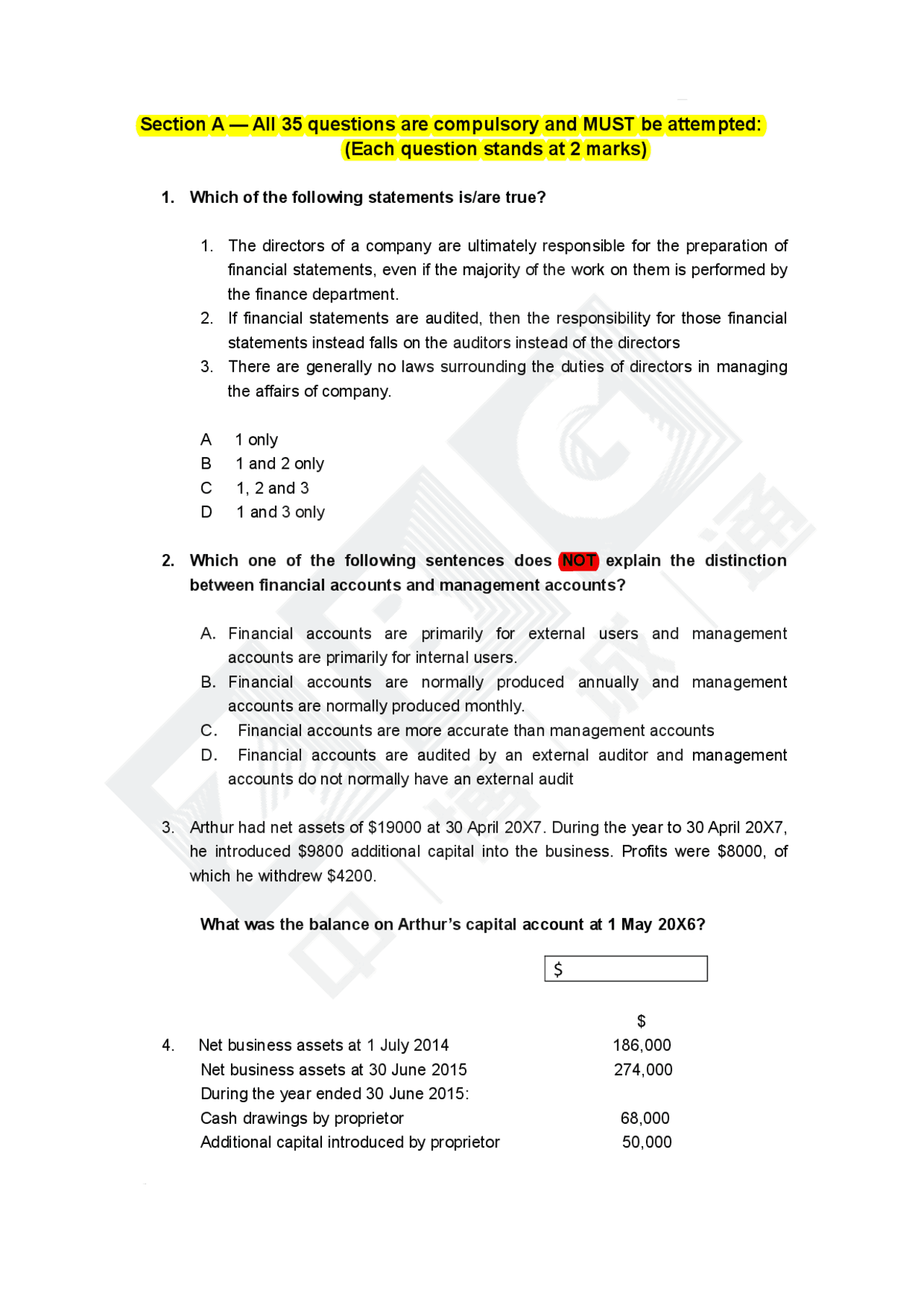 Financial Accounting Mock Exam 4 | Exercises Financial Accounting | Docsity