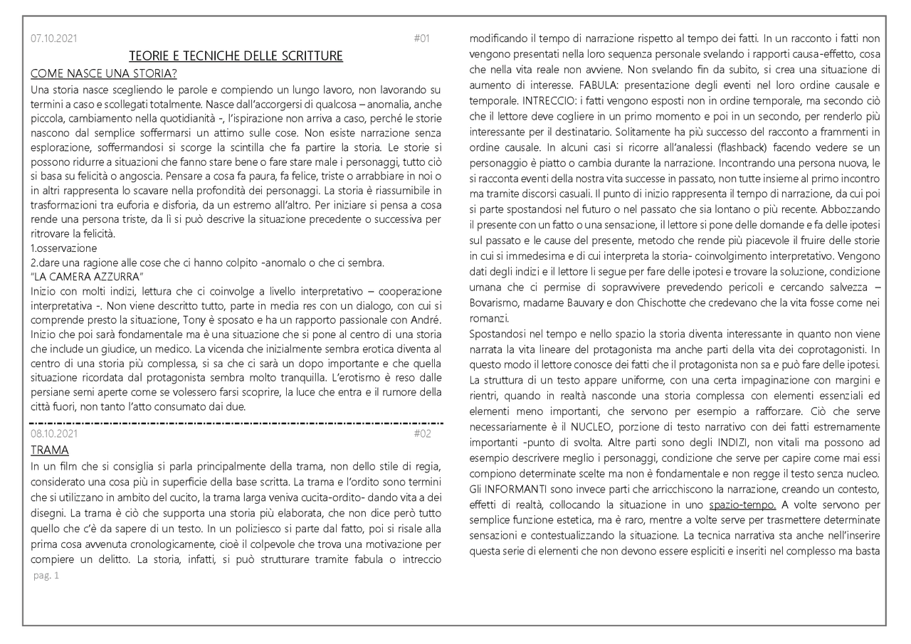 Teorie e tecniche delle scritture -appunti lezioni completi | Appunti