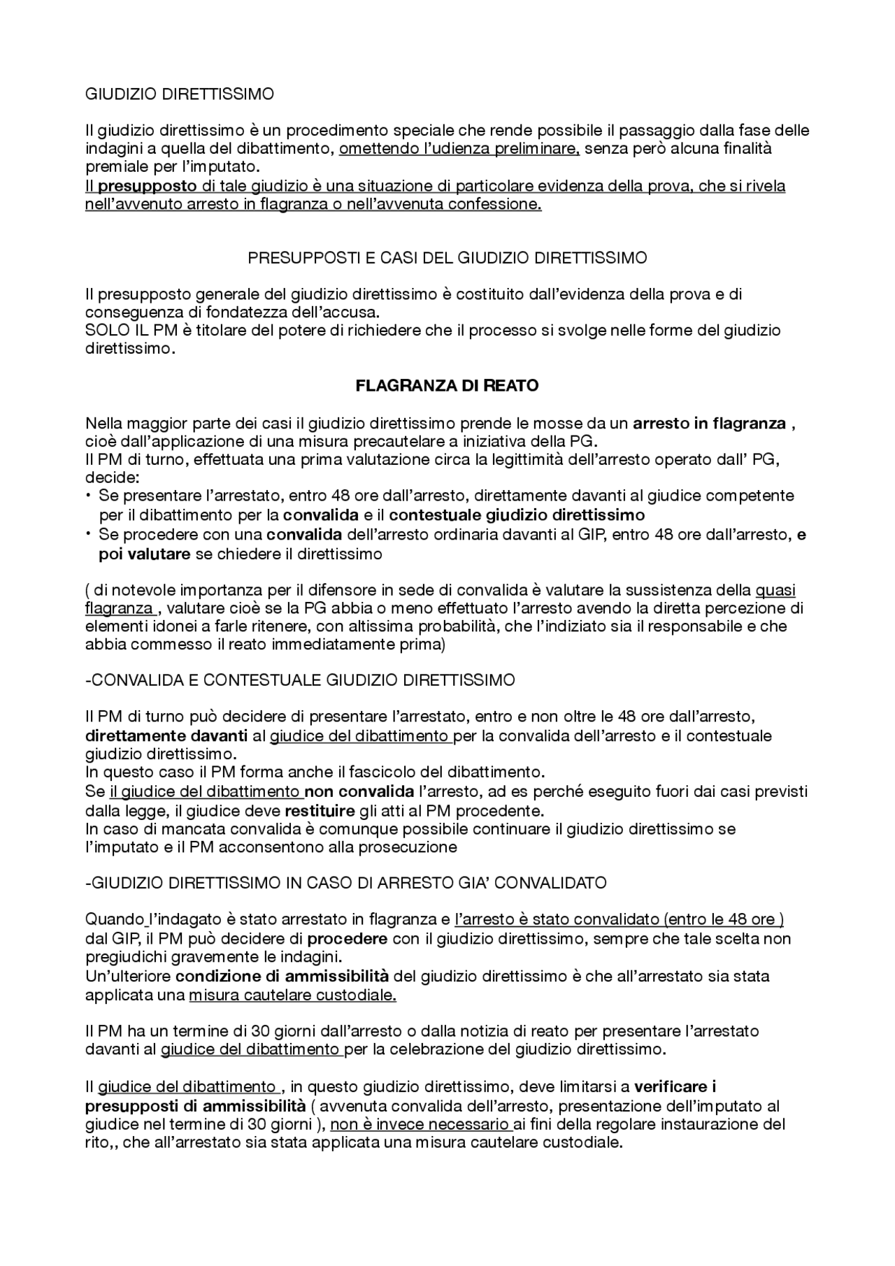 Il giudizio direttissimo Docsity