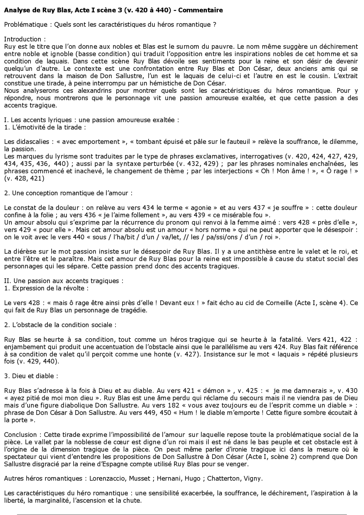 Phèdre Acte 1 Scène 3 Analyse Linéaire Pdf Analyse de Ruy Blas, Acte I scène 3 (v. 420 à 440) - Commentaire | Guide,  Projets, Recherche Théâtre | Docsity
