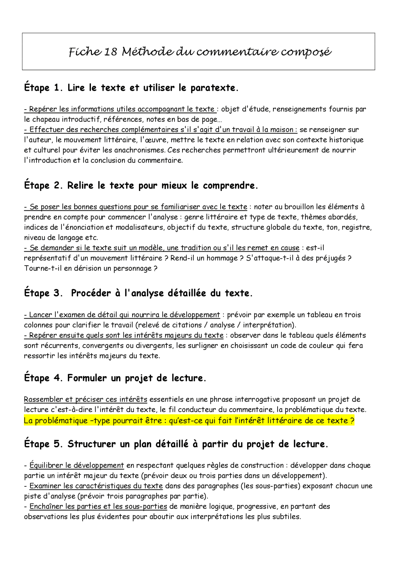 Méthode du commentaire composé | Guide, Projets, Recherche Français ...