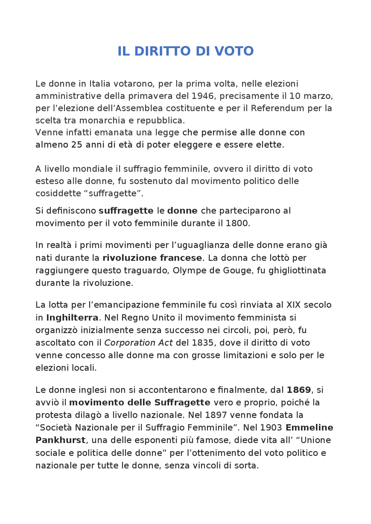 Il suffragio universale Docsity