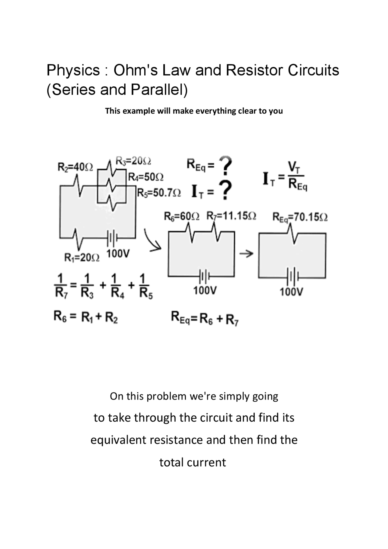 Physics Ohm's Law and Resistor Circuits (Series and Parallel) - Docsity