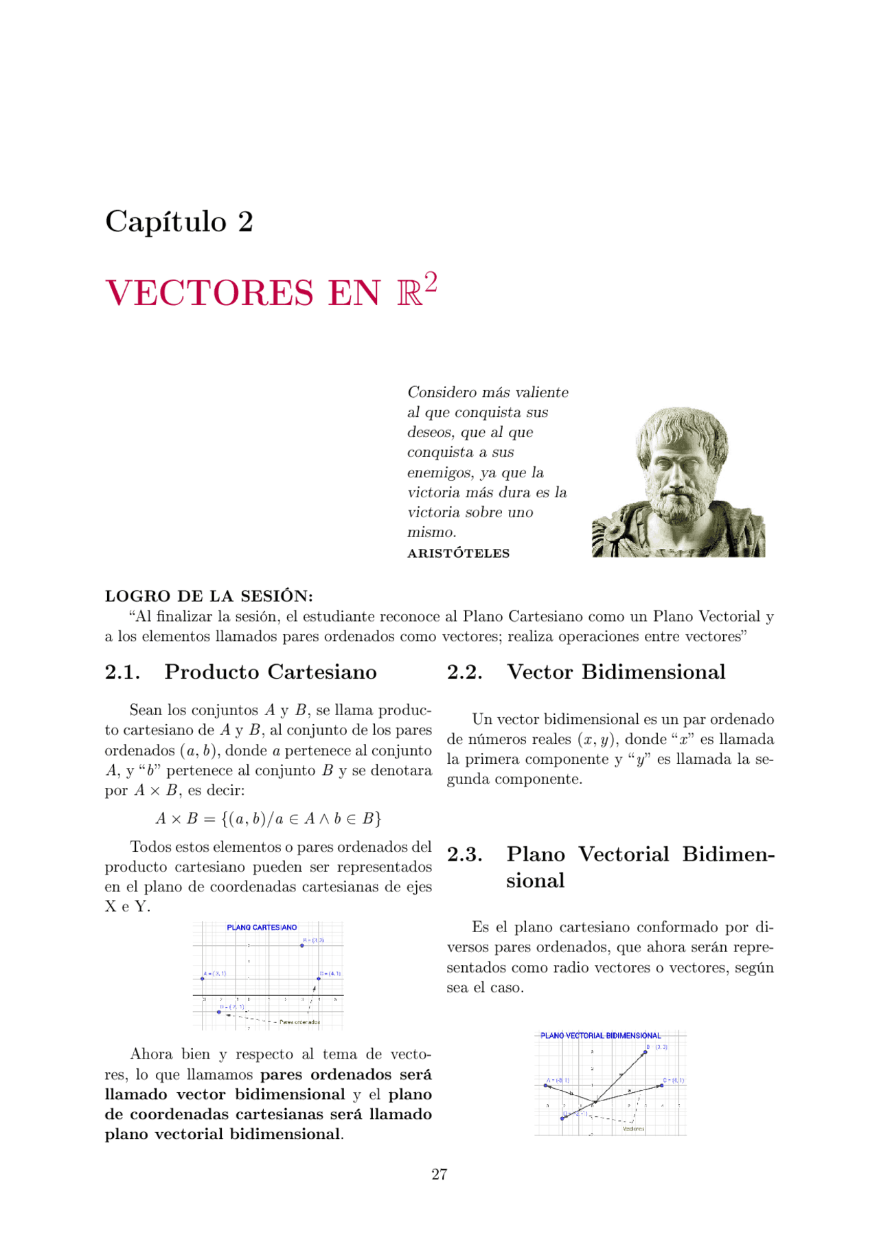 Plano vectorial en R2 | Apuntes de Matemáticas - Docsity