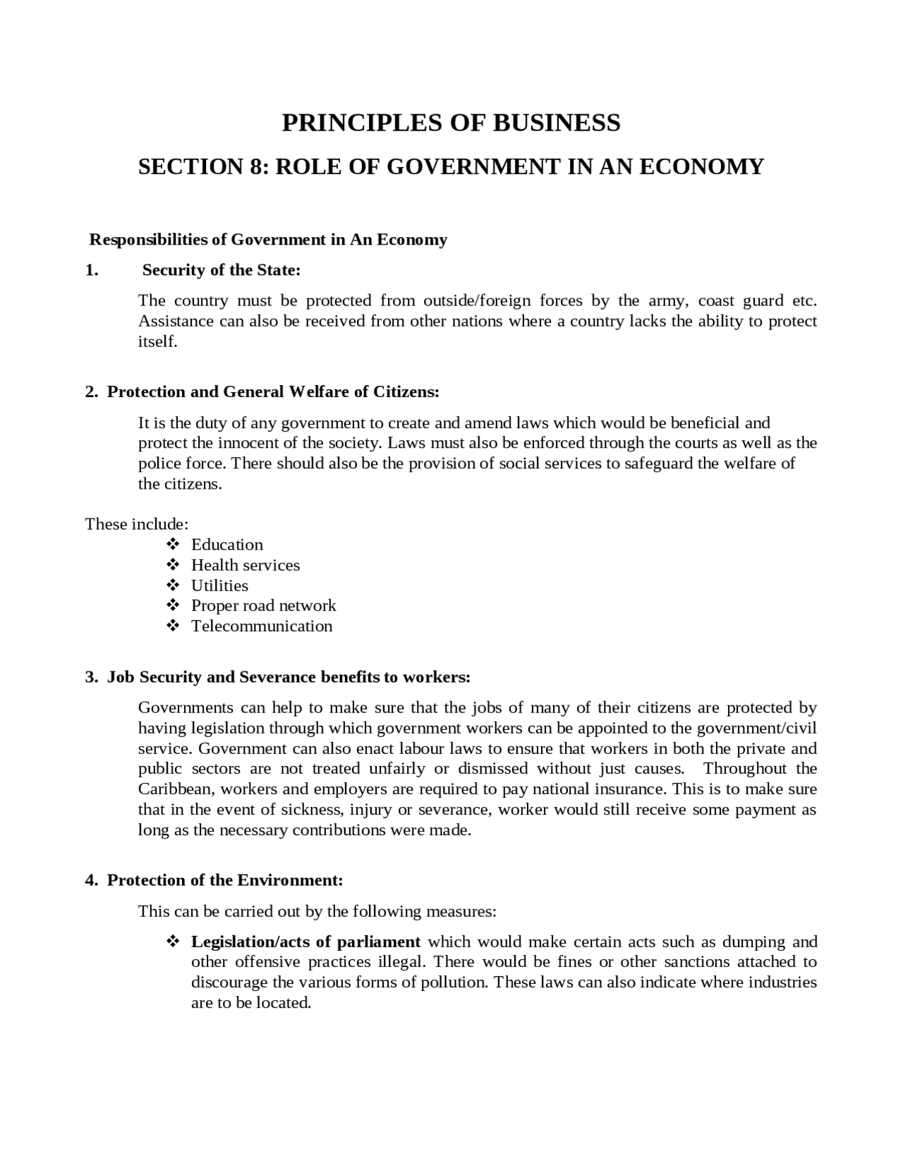 The role of the government - Docsity