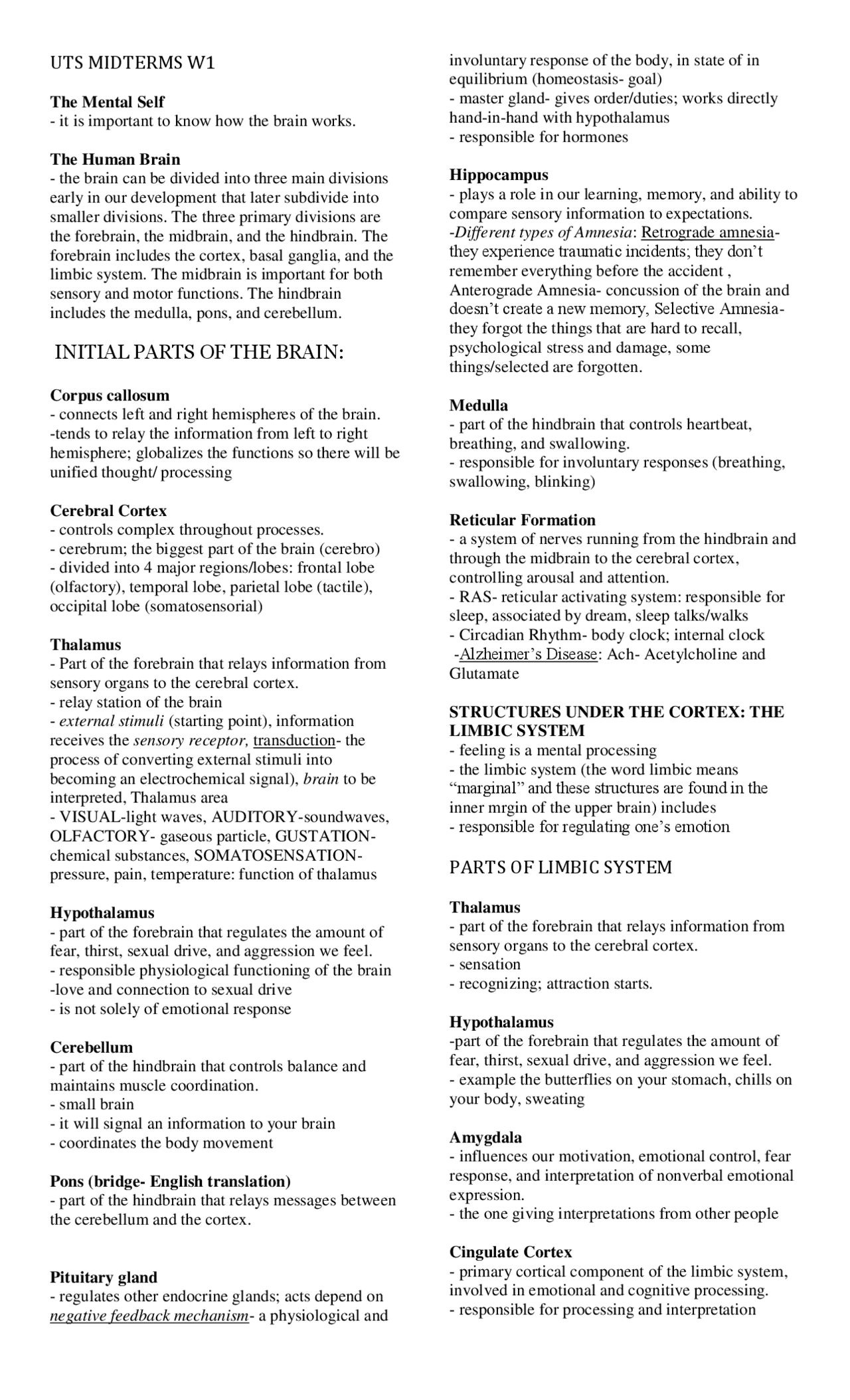 REVIEWER IN UNDERSTANDING THE SELF ABOUT MEMORY AND ITS PROCESS - Docsity