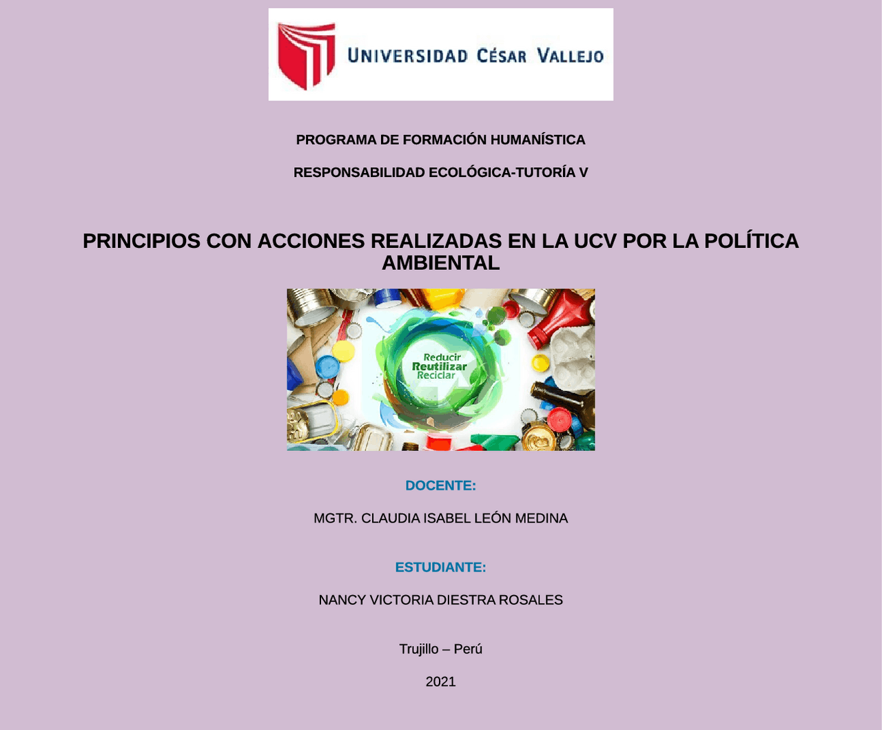 PRINCIPIOS DE LA UCVPOLÍTICA AMBIENTAL Apuntes de Química Docsity