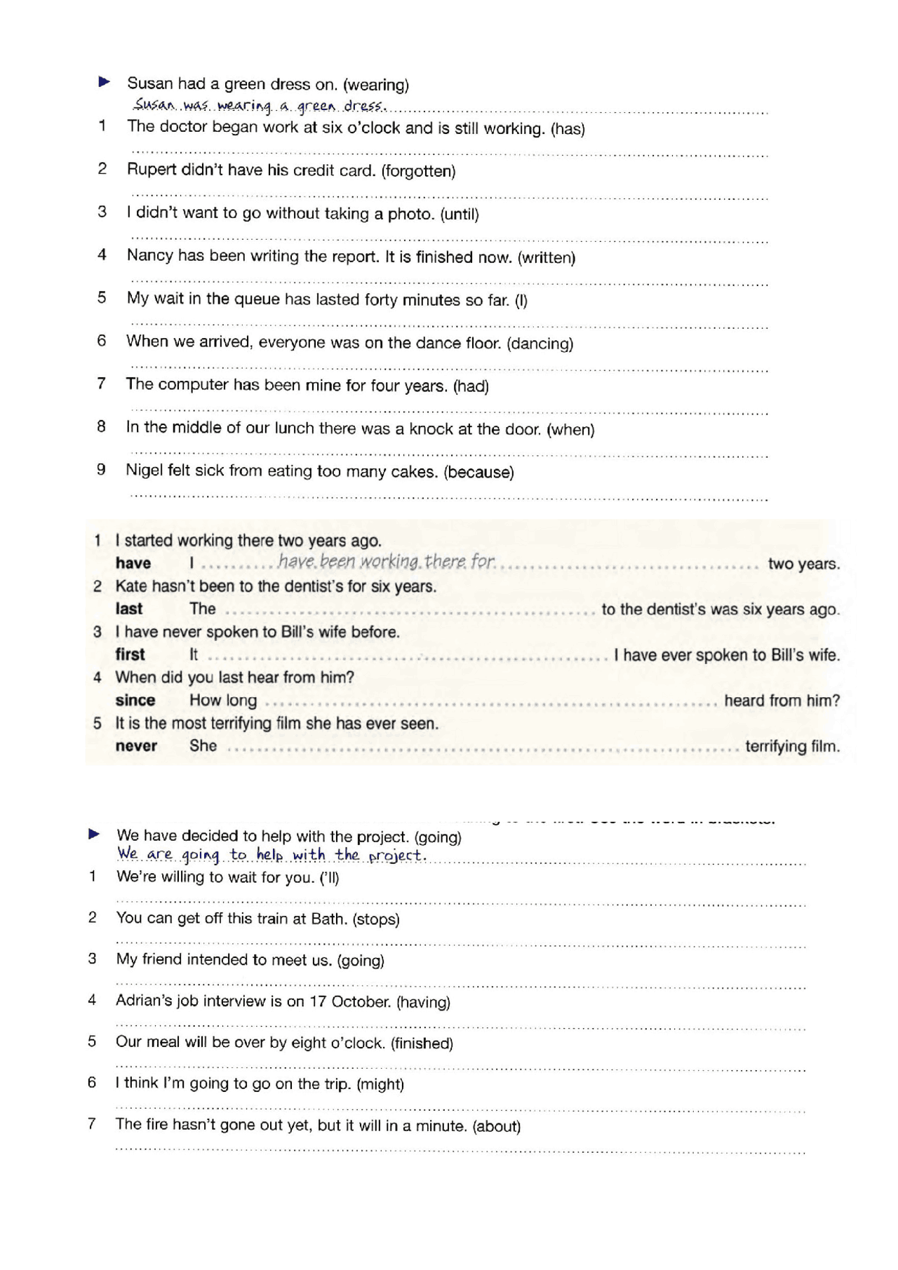 Rephrasing tenses present and narrative tenses - Docsity